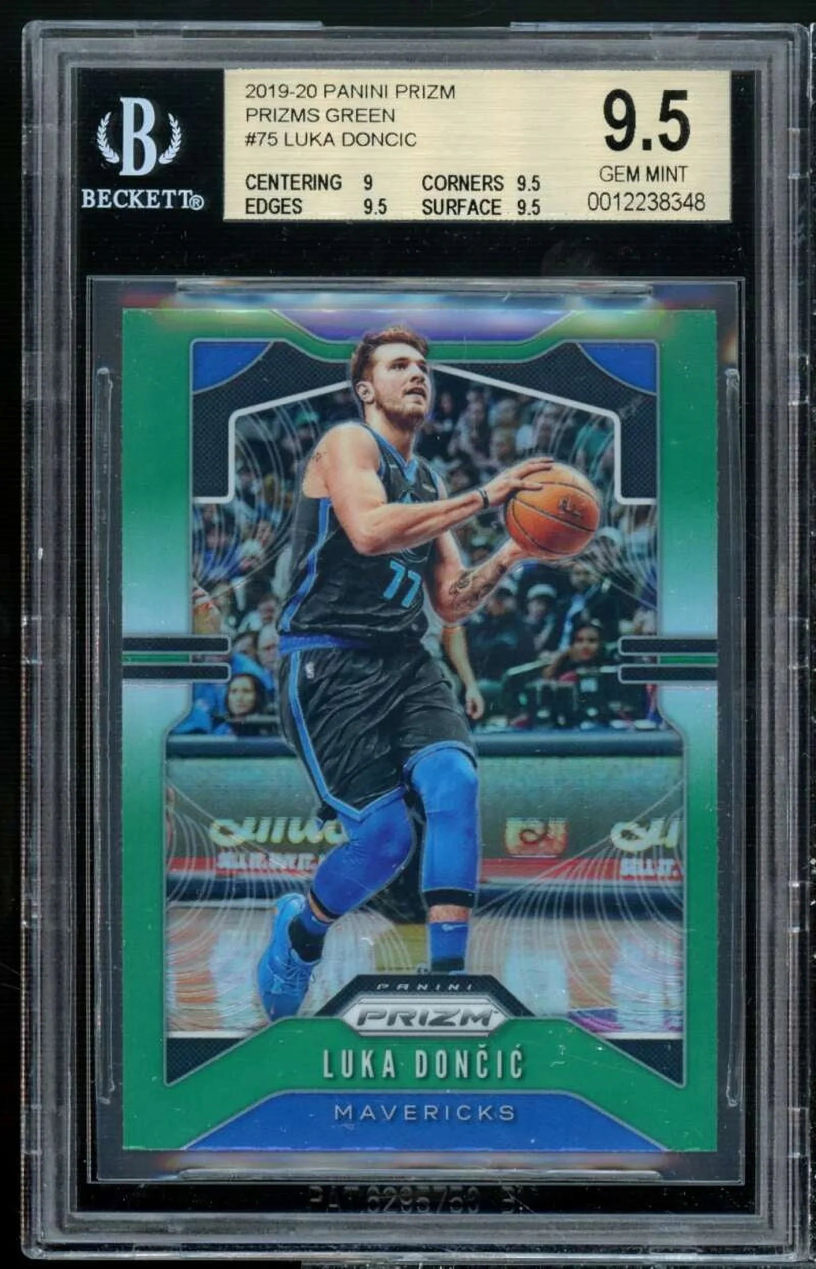 Stylish Luka Doncic Card 2019-20 Panini Prizm Prizms Green #75 BGS 9.5 (9 9.5 9.5 9.5)