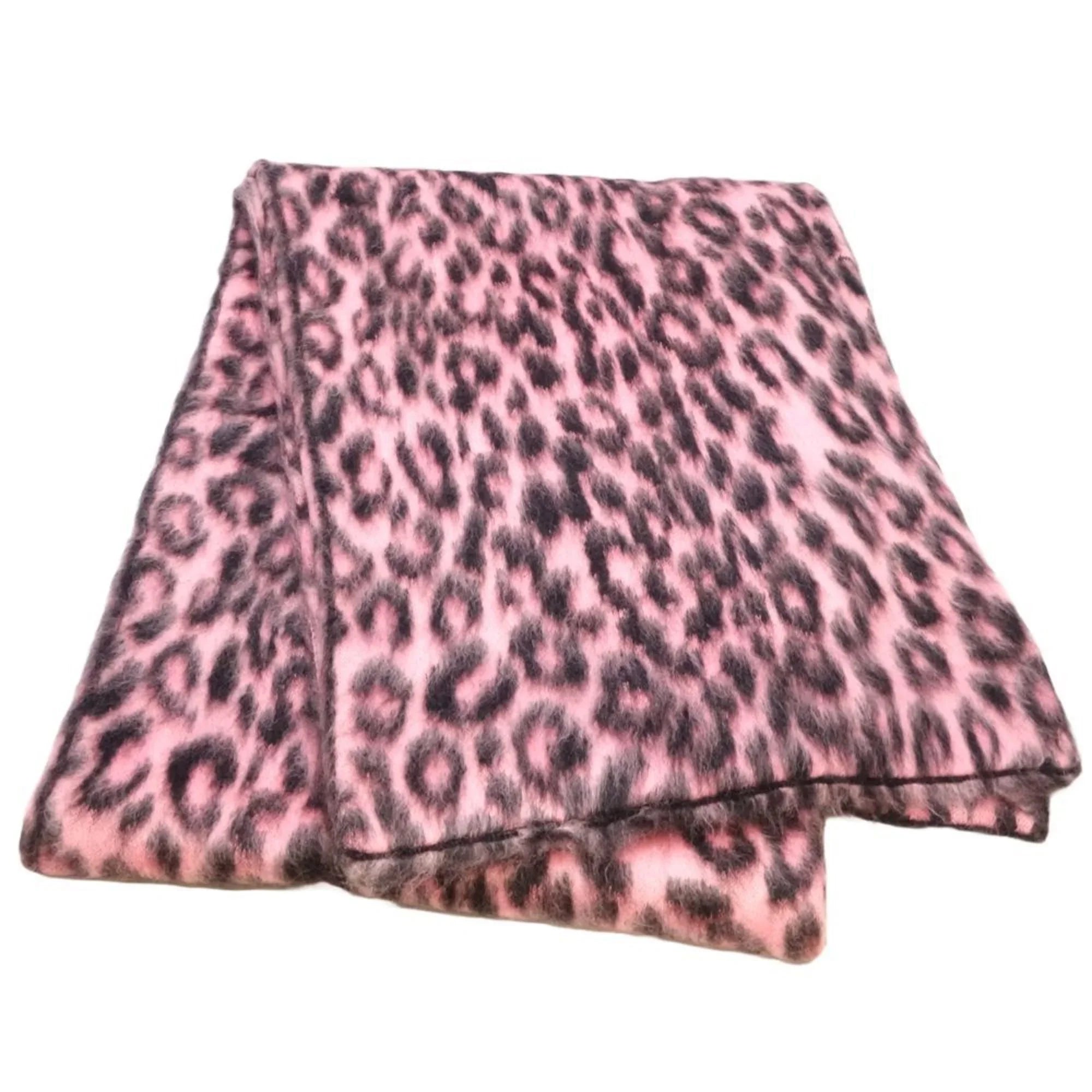 Stylish Pre-Owned CELINE Shawl Scarf Leopard Print Mohair x Nylon Pink Black 180357 (Good)