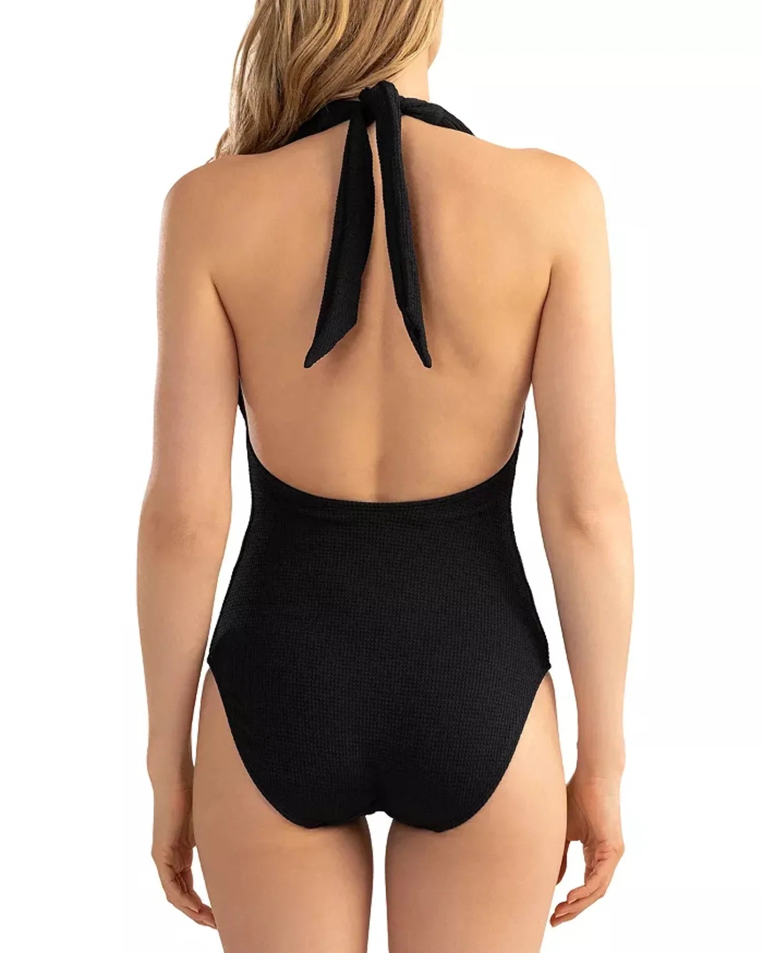 Shoshanna Plisse Halter One Piece Swimsuit