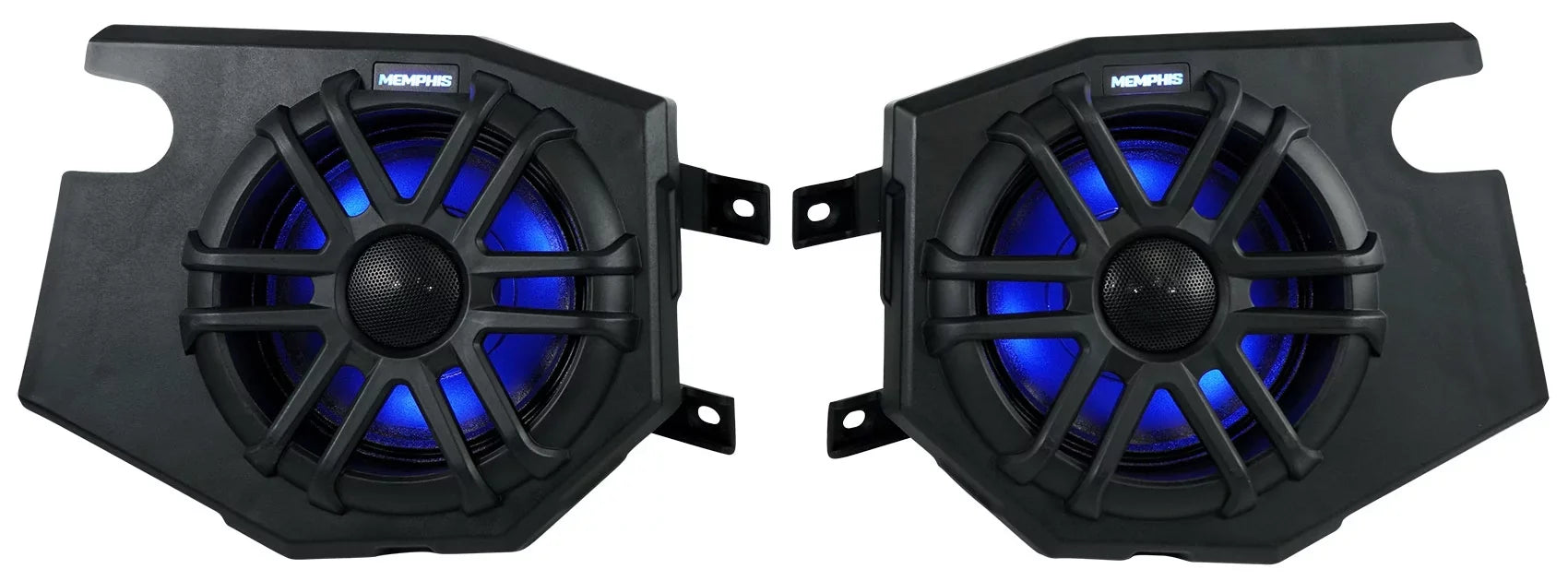 (2) Memphis Audio RZR65FE Pods+LED Tower Speakers+Amp For 2014+ Polaris RZR - Exclusive Design