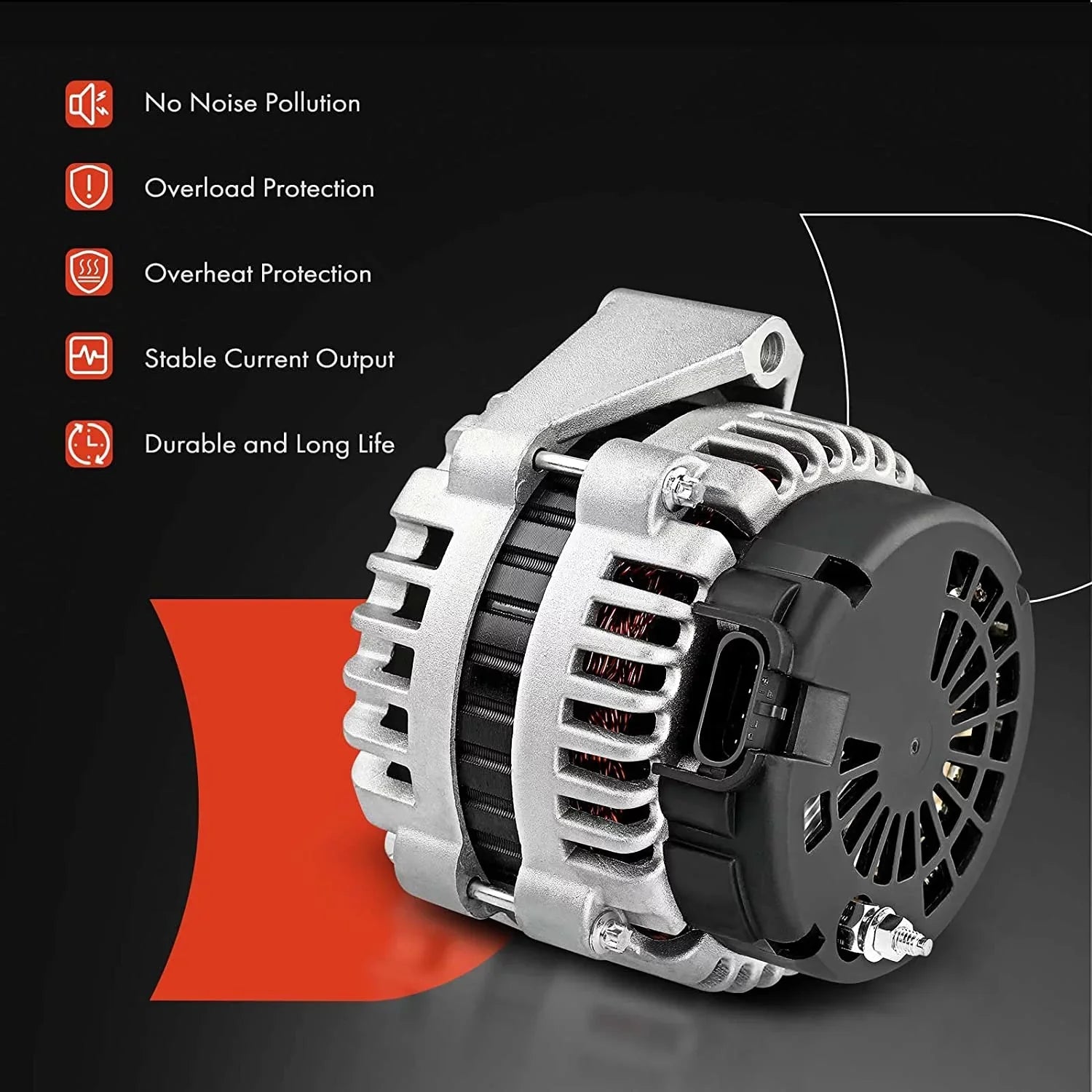A-Premium Alternator Compatible with Isuzu Trooper 2000-2002 & Acura SLX 1999, V6 3.5L, 90Amp 12Volt CW 6-Groove Clutch Pulley - Exclusive Design