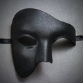 Stylish Plain Black Vintage Phantom Masquerade Mask | Half Face Venetian Halloween Costume