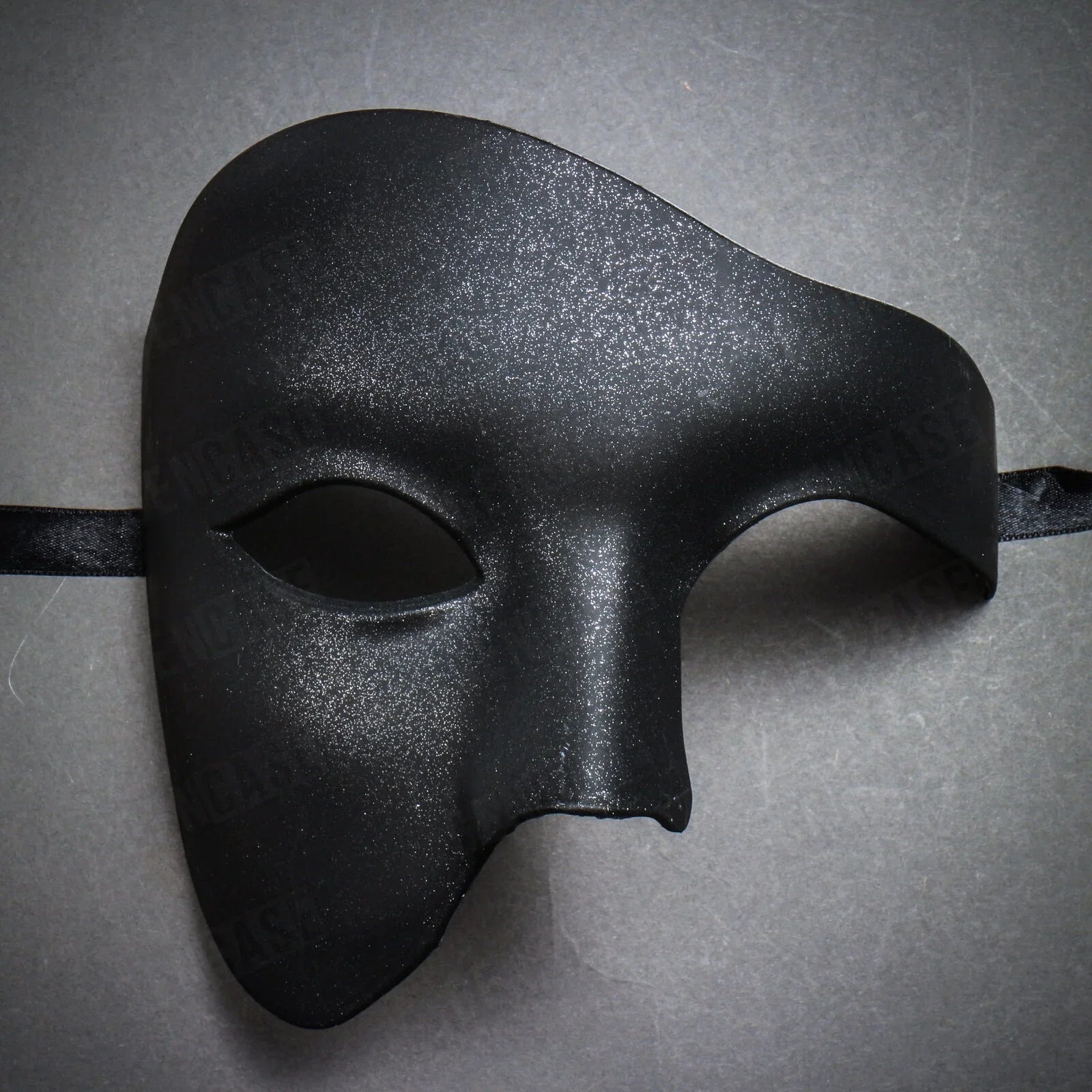 Stylish Plain Black Vintage Phantom Masquerade Mask | Half Face Venetian Halloween Costume