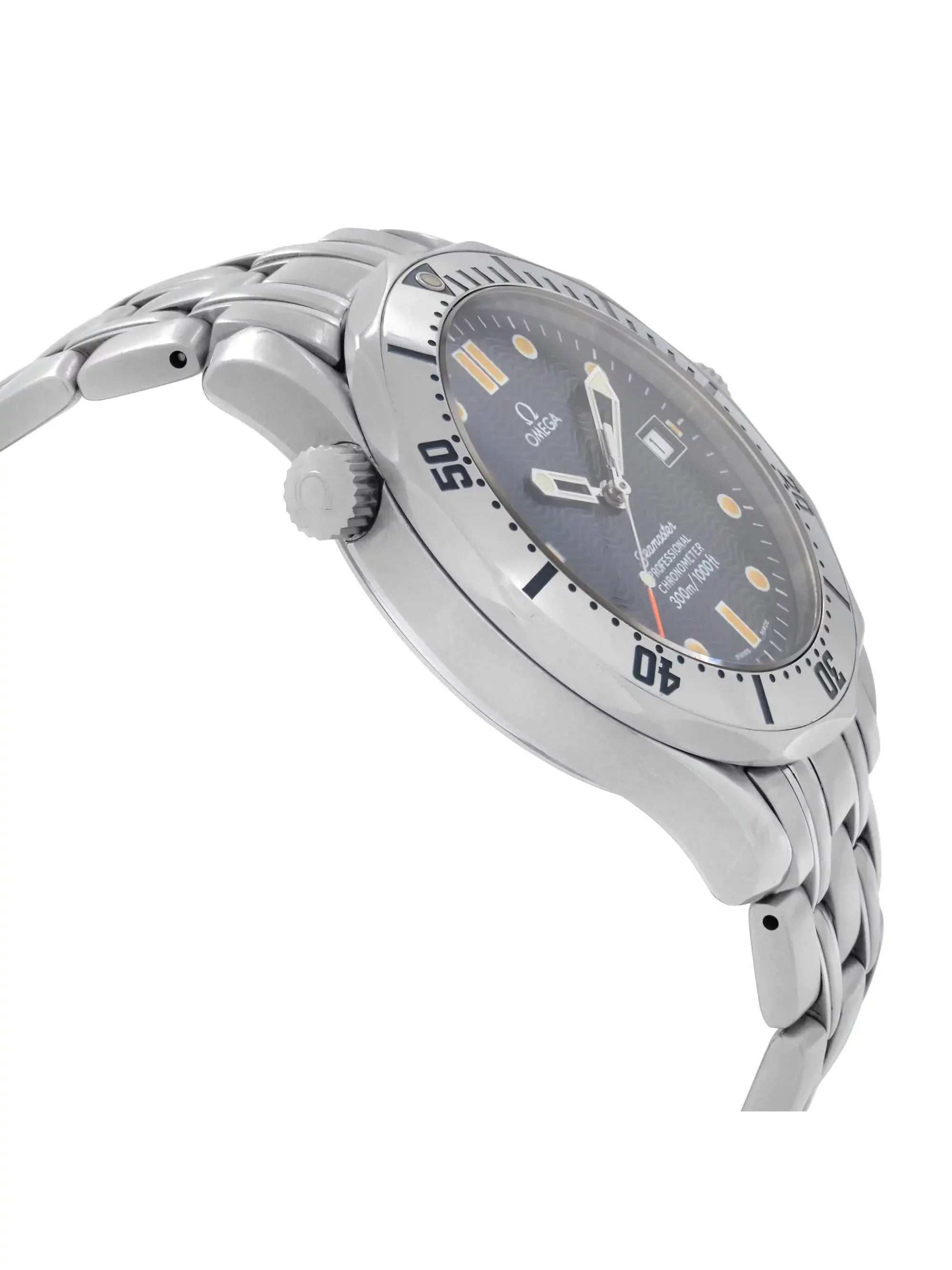 Omega Seamaster 41mm Diver 300m Steel Blue Wave Dial Automatic Men Watch 2532.80