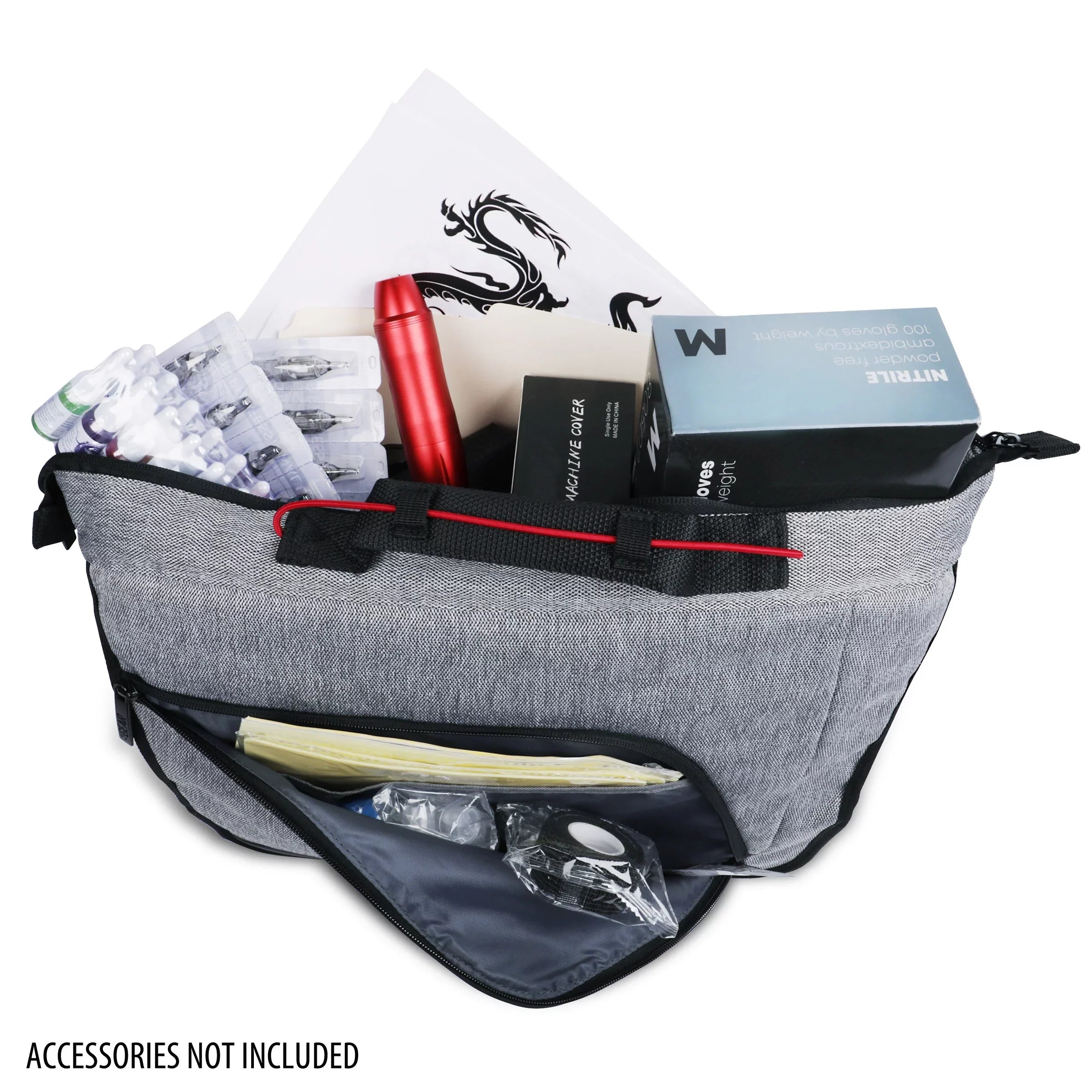 USA Gear Professional Tattoo Gun Kit Messenger Bag with Customizable Dividers, Weather Resistant Bottom - Holds Tattoo Ink Set, Machine, Power Supply, & More Tattoo Supplies and Equipment - Case Only - Exclusive Design