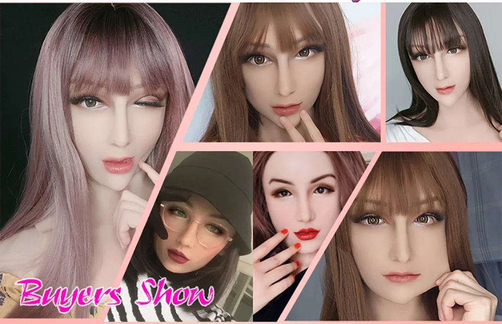 ROANYER Realistic Human Skin Silicone Female Face Mask Crossdresser Cosplay