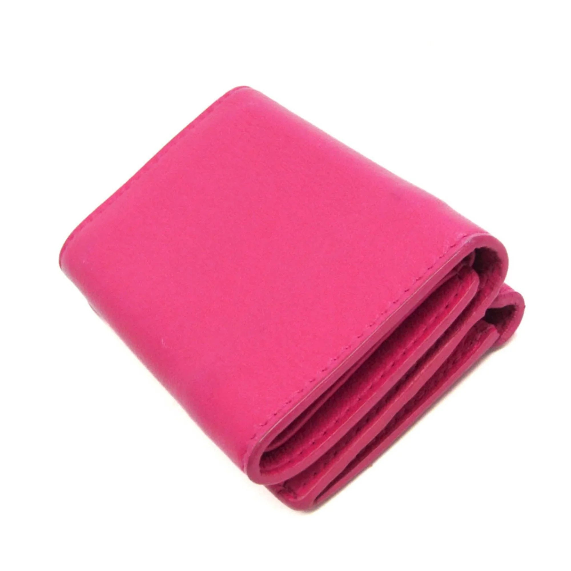 Stylish Pre-Owned Balenciaga Papier Mini Wallet 391446 Women's Leather Wallet (tri-fold) Pink (Good)