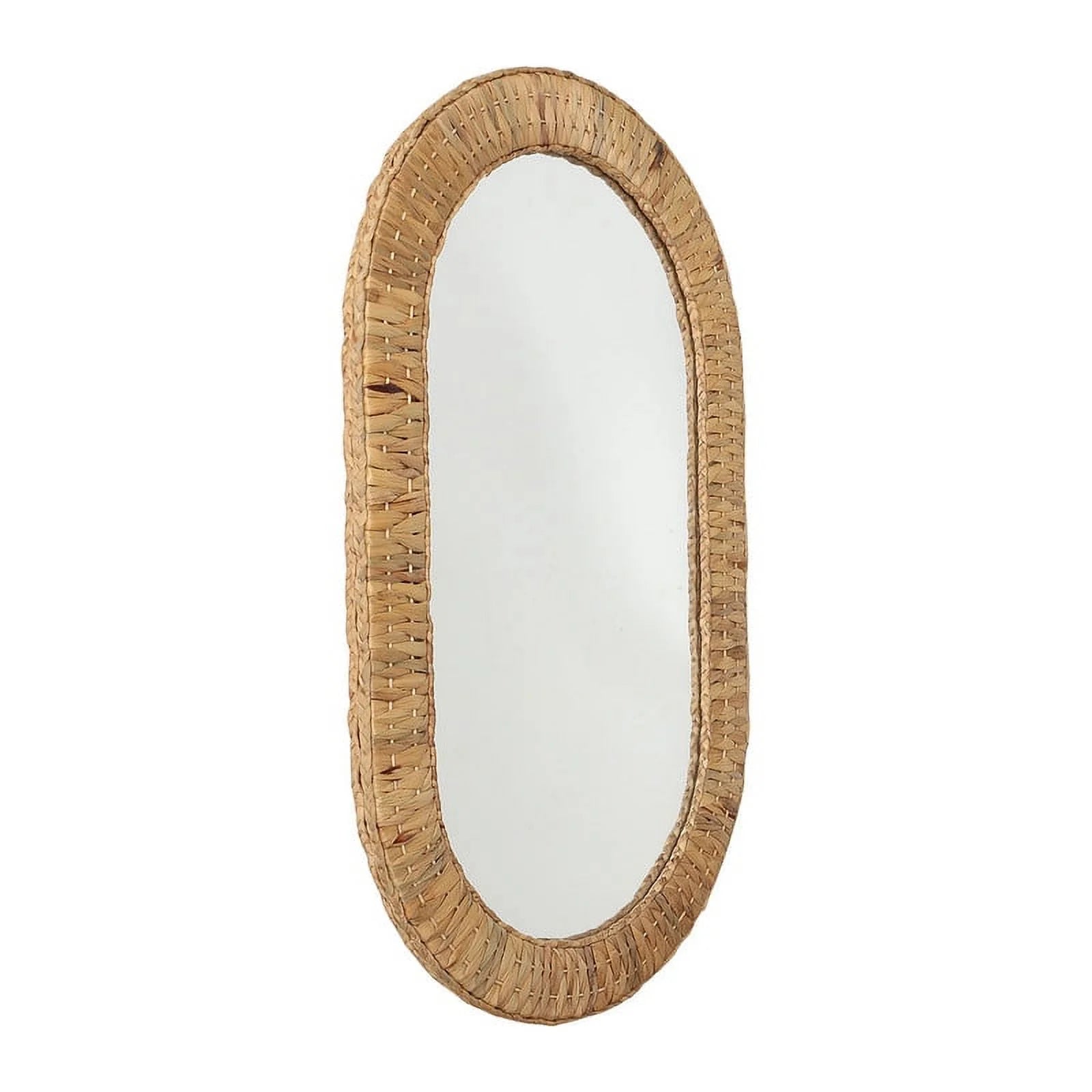 Oasis Grass Oval Rattan Woven Boho Wall Mirror - Exclusive Design