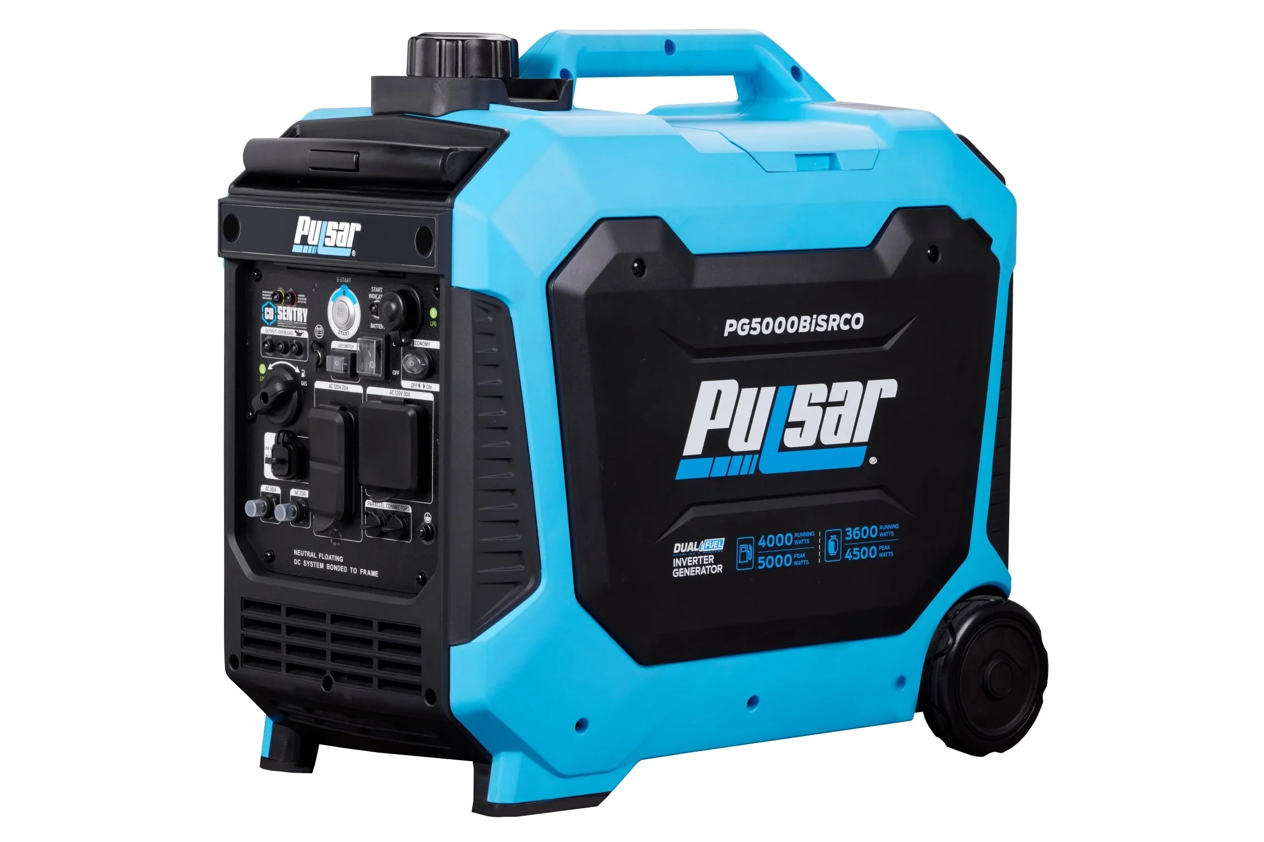 Stylish Pulsar 5000-Watt Dual Fuel RV Ready Inverter Generator with Remote Start and CO Sentry