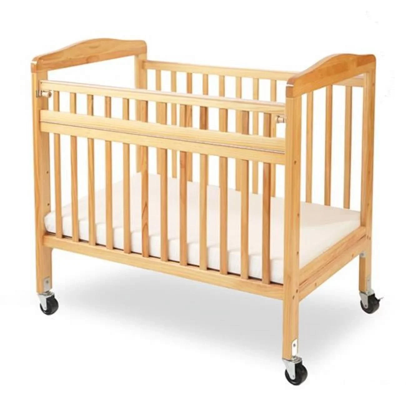L.A. Baby Mini/Portable Non-folding Wooden Window Crib with Safety Gate
