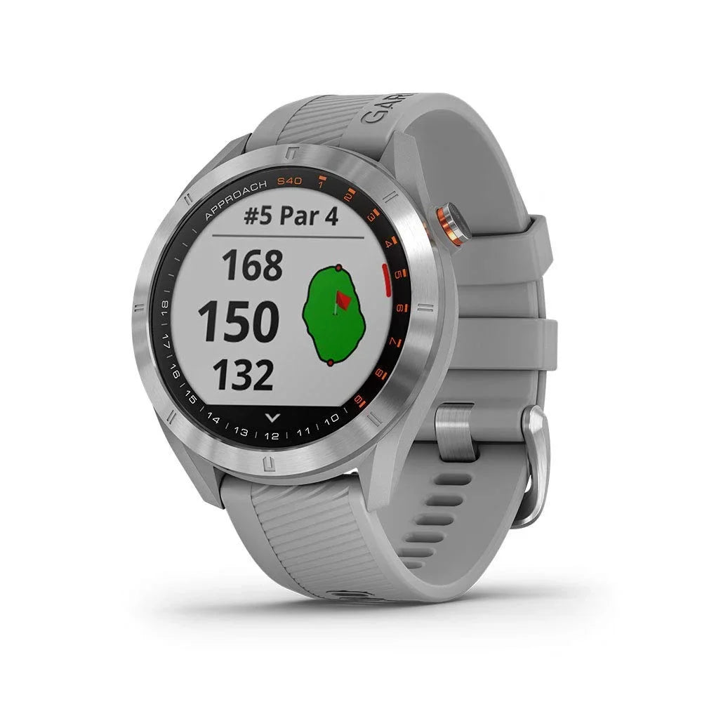 Stylish Garmin Approach S40, Stylish GPS Golf Smartwatch, Lightweight With Touchscreen Display, Gray/Stainless Steel