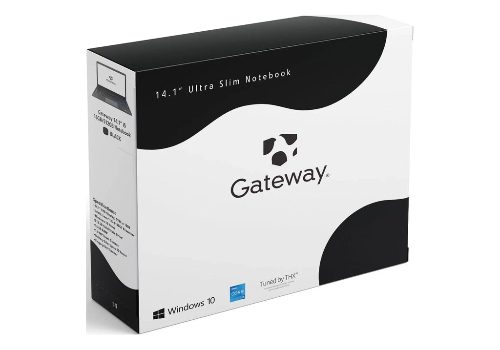 Restored Gateway 14.1" Ultra Slim Notebook, FHD, IntelÂ® Coreâ¢ i5-1135G7, Quad , IntelÂ® IrisÂ® Xe Graphics, 16GB RAM, 512GB SSD, Tuned by THXâ¢, Fingerprint Scanner, 1MP Webcam, HDMI, Windows 10 Home, Black (Refurbished)
