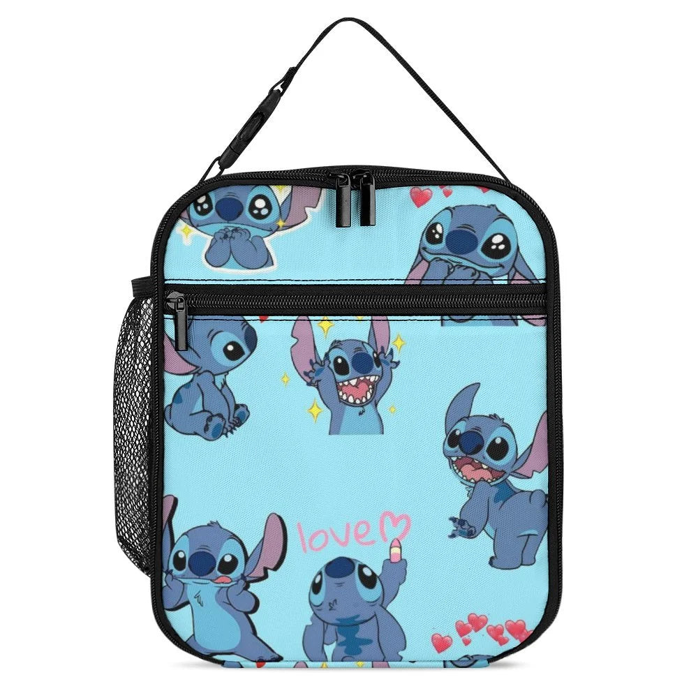 Stylish Lilo Stitch Pattern Portable Lunch Bag Tote Bento Bag School Office Insulated Cooler Thermal Handbag For Adult Boys Girls Kids