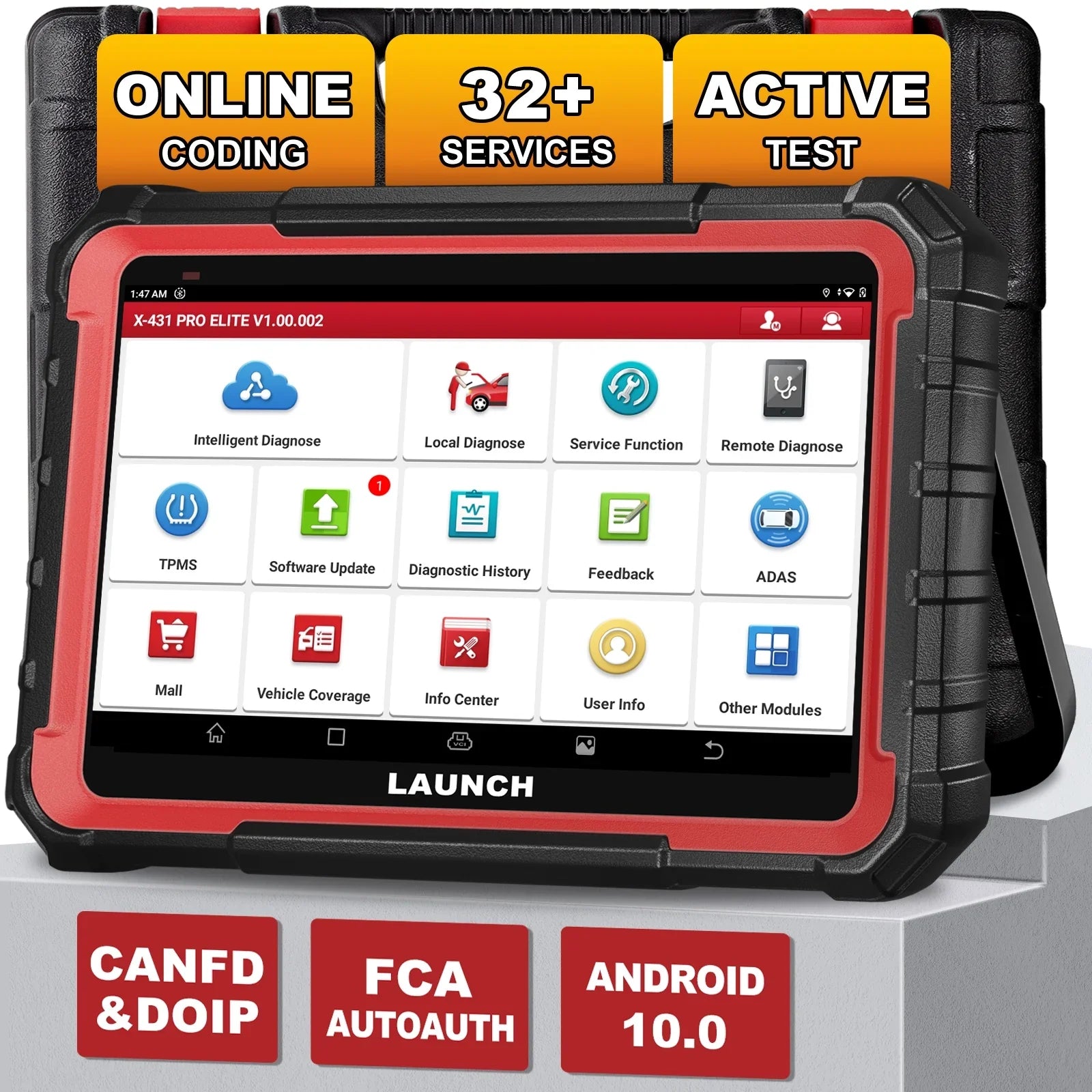 LAUNCH X431 PRO ELITE Automotive Diagnostic Scan Tool, All Systems Bi-Directional Auto Car Scanner with 32+ Services, ECU Coding, CANFD DOIP, FCA Autoauth, 2 Years Free Update - Exclusive Design