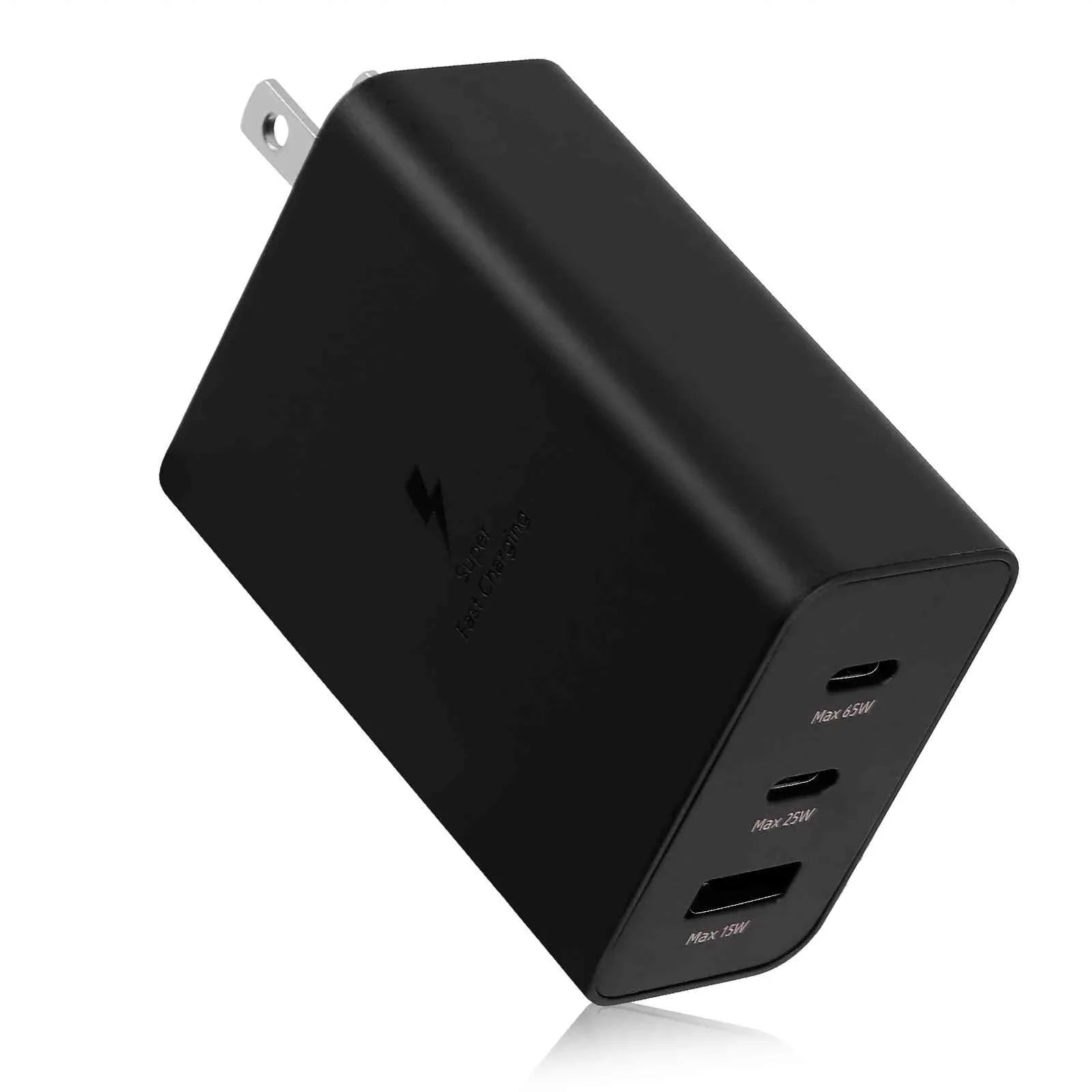 65W Fast Travel Charger with 3 Ports - USB & Dual USB-C High-Speed Charging for ZTE Axon 30 5G/Blade V30/nubia Red Magic 6R/Axon 30 Ultra 5G/Axon 30 Pro 5G iPhone, Samsung Galaxy, Laptops, Phones