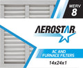 Aerostar 14x24x1 MERV 8, Pleated Air Filter, 14x24x1, Box of 6, Made in the USA