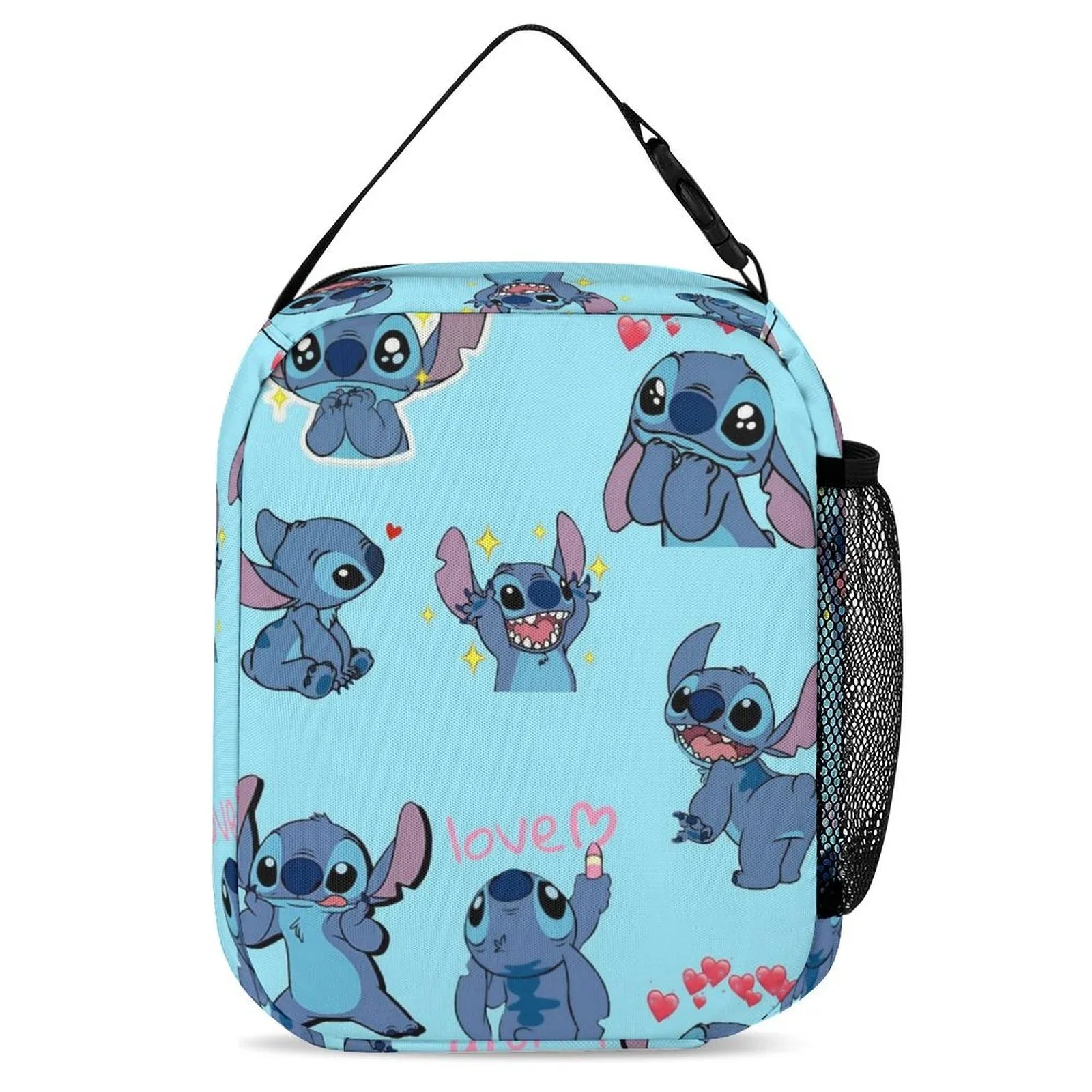 Stylish Lilo Stitch Pattern Portable Lunch Bag Tote Bento Bag School Office Insulated Cooler Thermal Handbag For Adult Boys Girls Kids