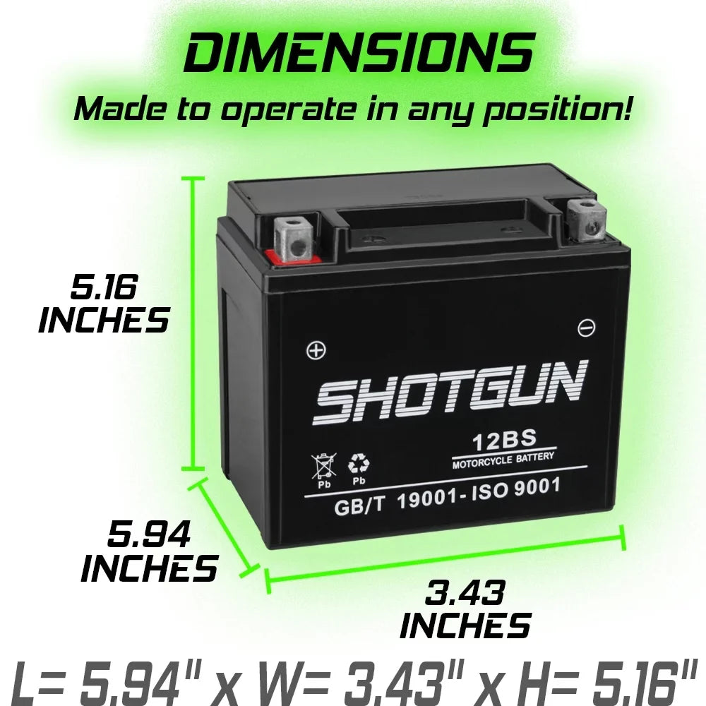 Shotgun YTX12-BS Motorsports Battery Compatible with Suzuki GSX-R1000 - Exclusive Design