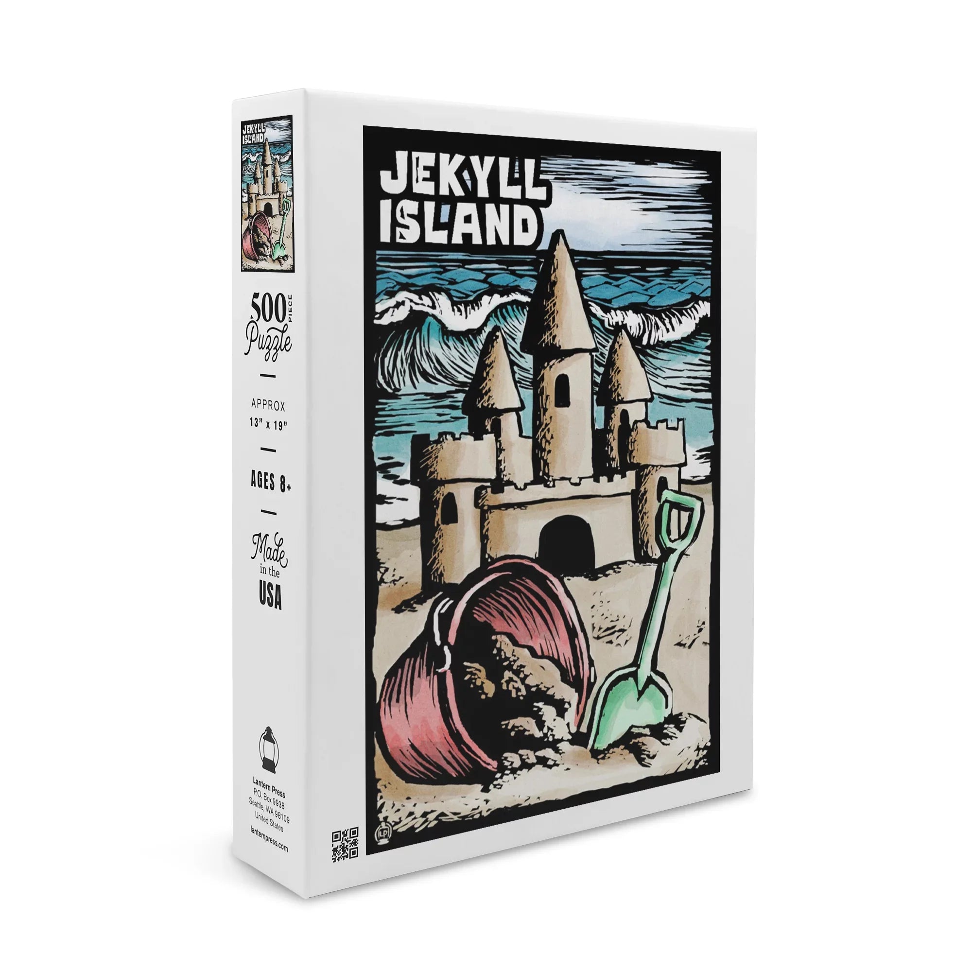 Jekyll Island, Georgia, Sand Castle, Scratchboard (19x27 inches, Premium 500 Piece Jigsaw Puzzle for Adults and Family, Made in USA)