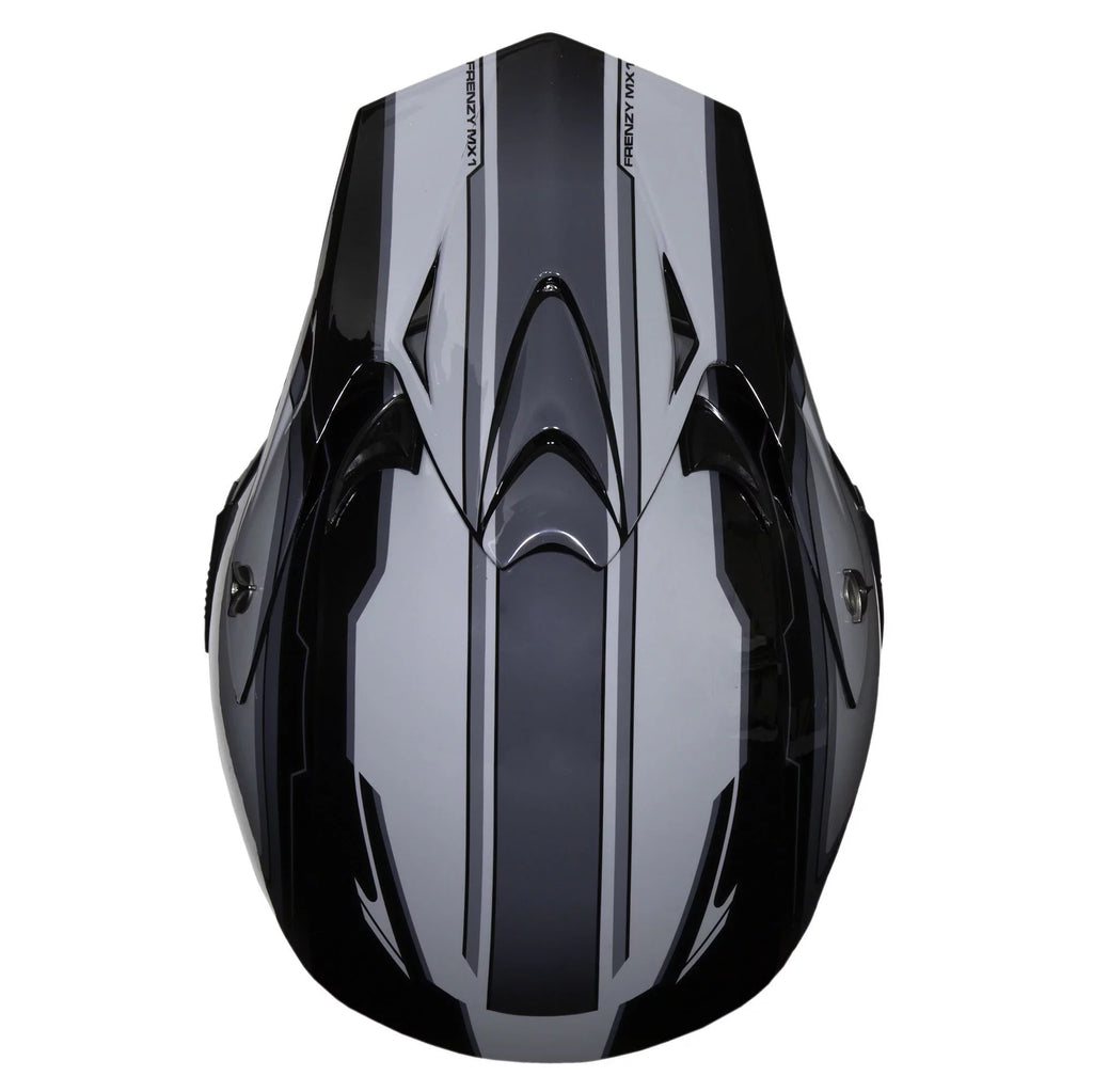 FRENZY Adult MX Helmet, DOT Approved, Black-Grey, XL - Exclusive Design