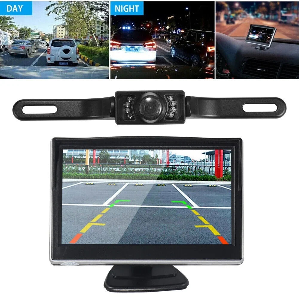 Stylish KingFurt Car Night Vision Backup Camera Kit 5" Wireless Monitor HD Rear View Waterproof