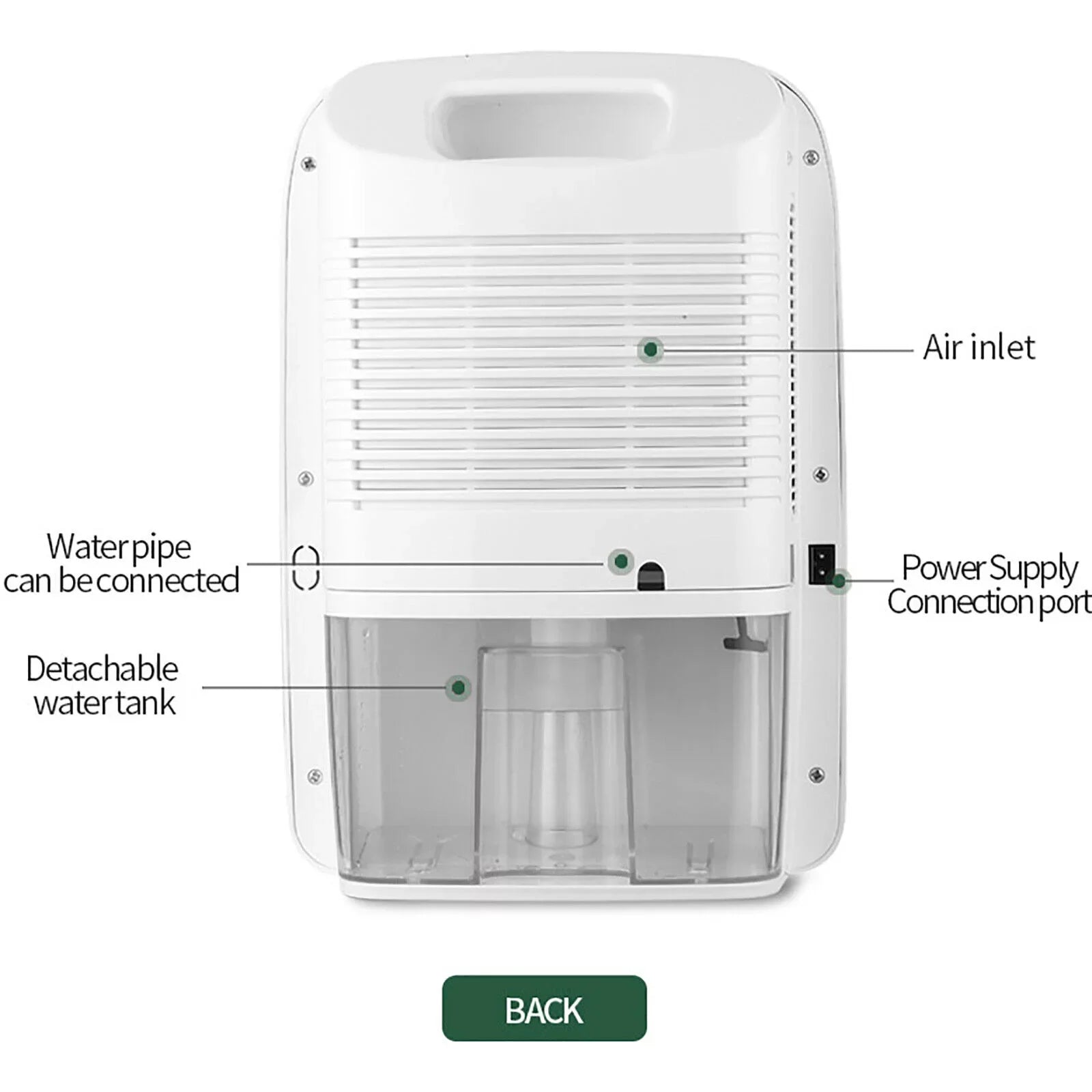 Stylish ZhdnBhnos Portable MIni Compact Dehumidifier Moisture Dryer w/ Drain Hose 2.5L Water Tank for Bedroom Caravan RV Garage