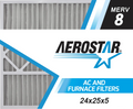 Stylish Aerostar 24x25x5 MERV 8, Carrier Replacement Pleated Air Filter, 24x25x5, Box of 2