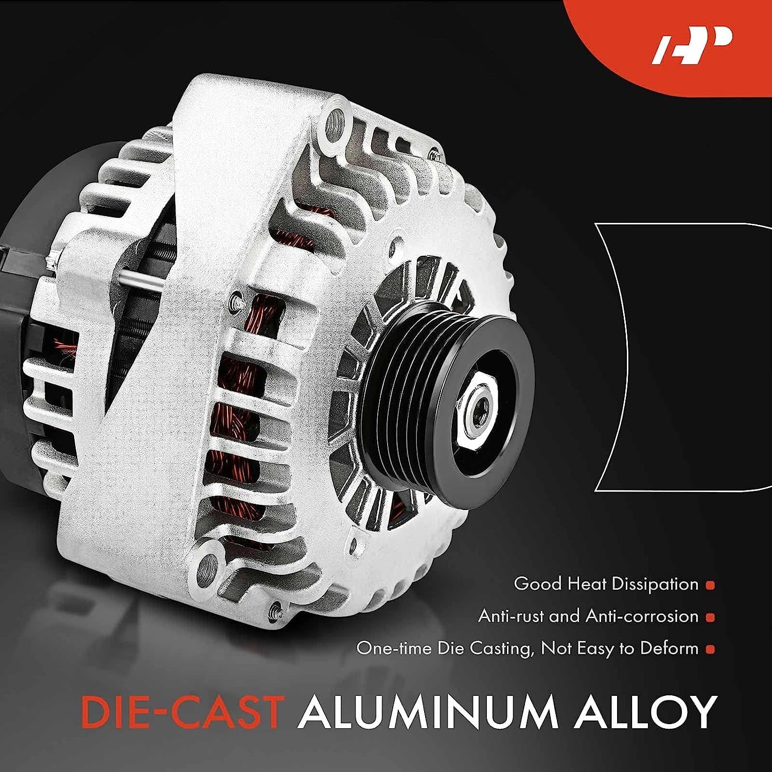A-Premium Alternator Compatible with Isuzu Trooper 2000-2002 & Acura SLX 1999, V6 3.5L, 90Amp 12Volt CW 6-Groove Clutch Pulley - Exclusive Design