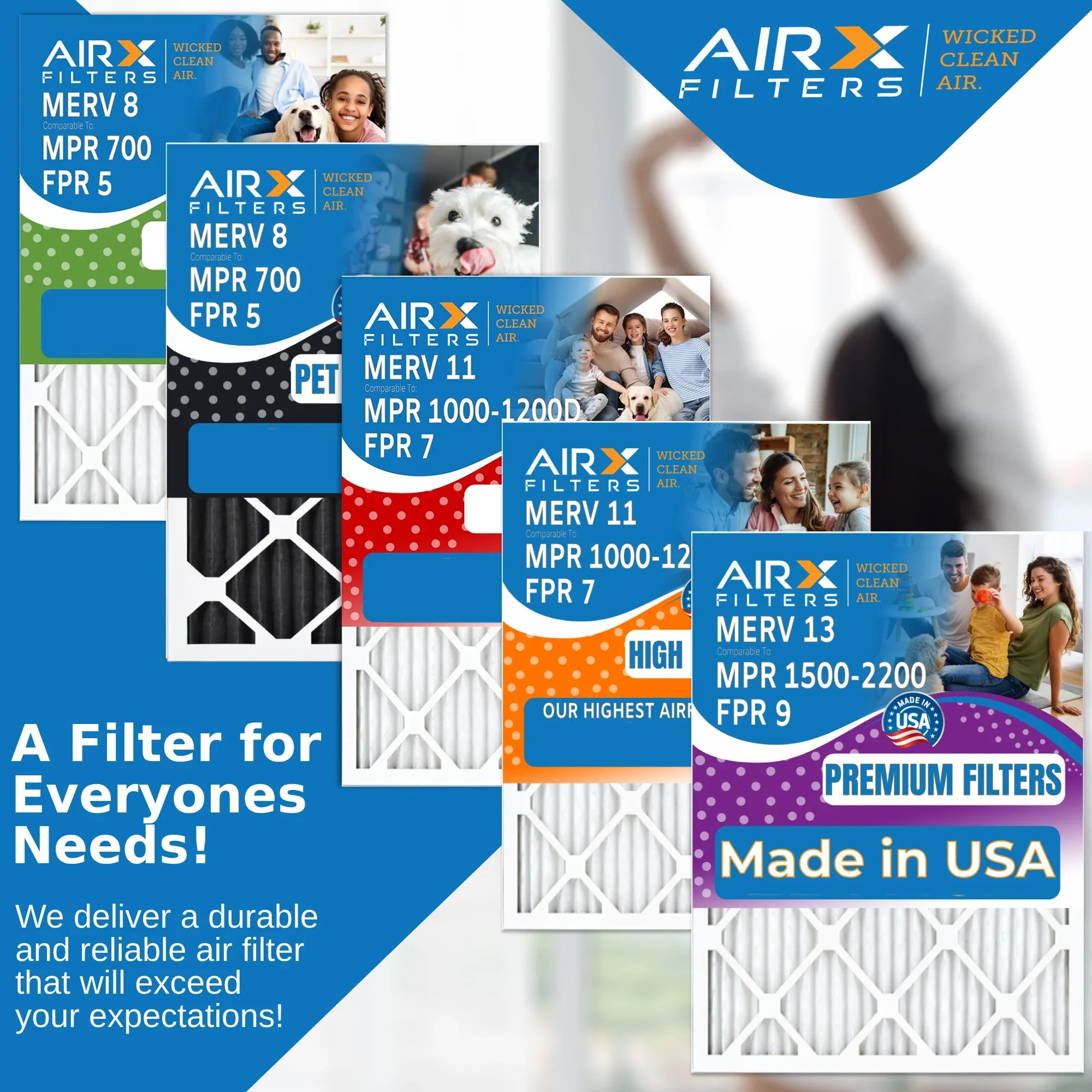 16x24x1 Air Filter MERV 11 Comparable to MPR 1000, MPR 1200 & FPR 7 Electrostatic Pleated Air Conditioner Filter 4 Pack HVAC Premium USA Made 16x24x1 Furnace Filters by AIRX FILTERS WICKED CLEAN AIR. - Exclusive Design