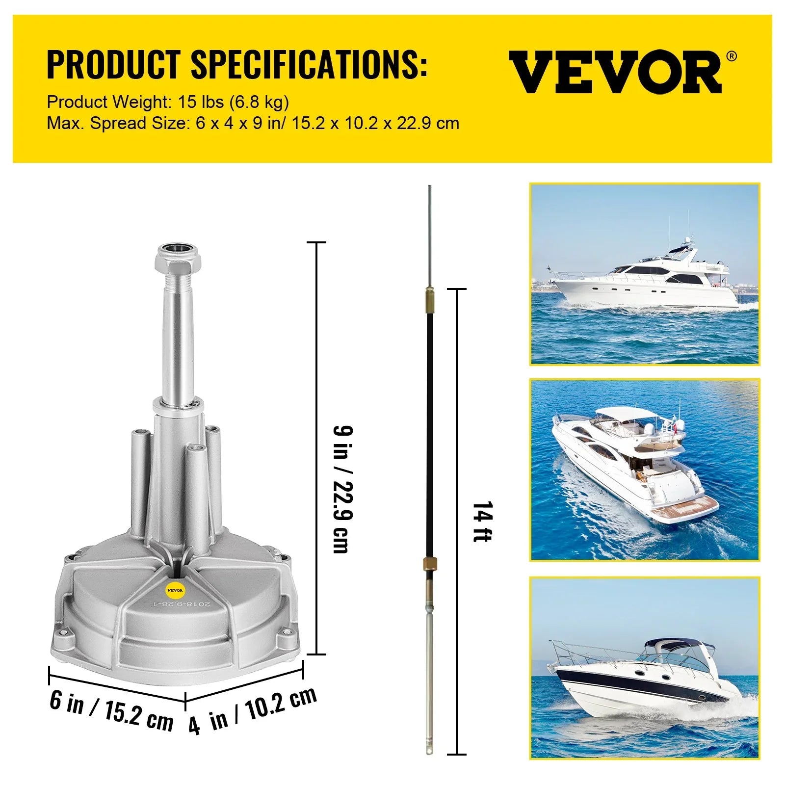 Stylish VEVOR Boat Steering Cable 14' Outboard Rotary Steering Kit
