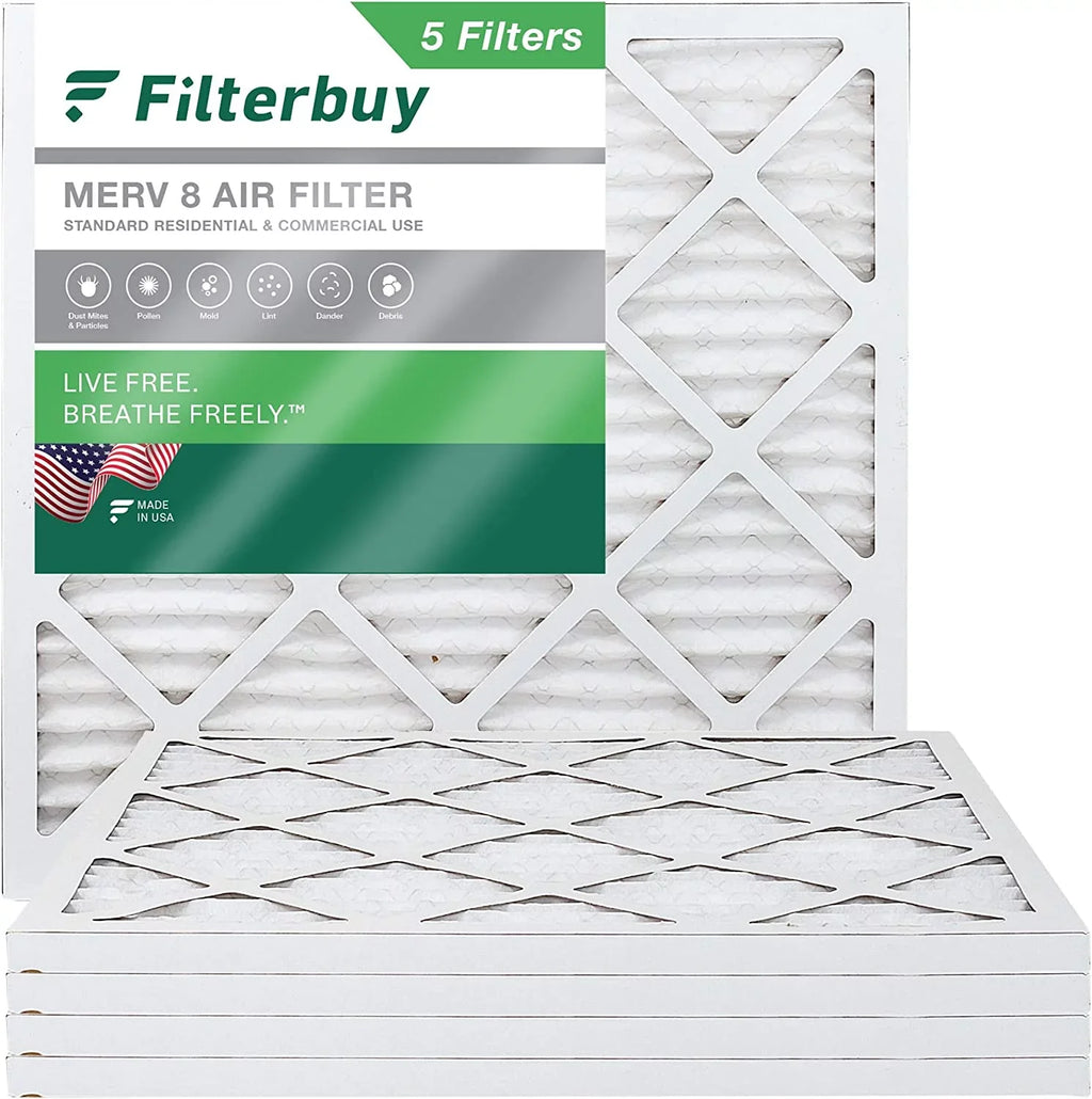Filterbuy 23.5x23.5x1 MERV 8 Pleated HVAC AC Furnace Air Filters (5-Pack) - Exclusive Design