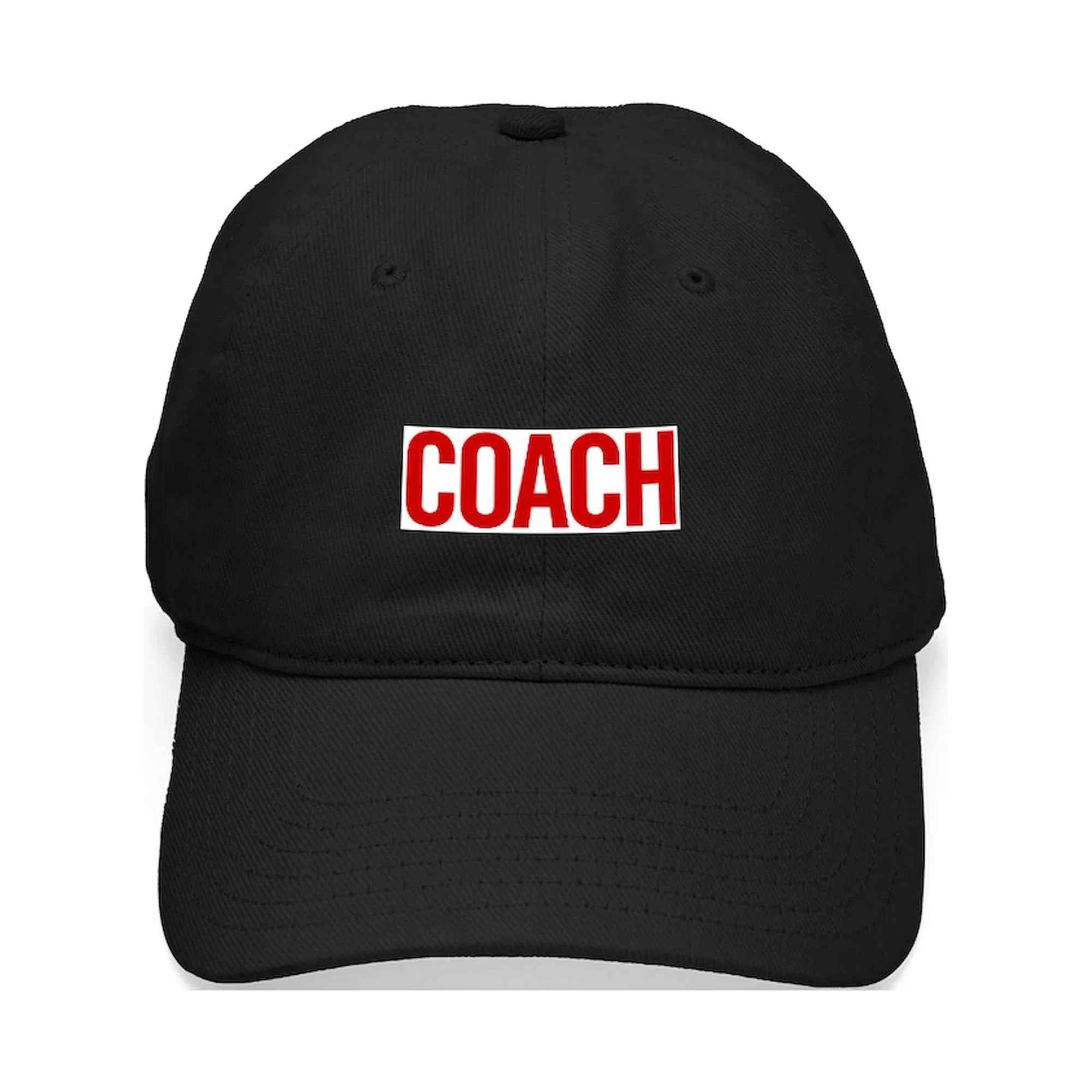 Stylish CafePress - Coach (Red) Black Cap - Printed Adjustable Cotton Canvas Black Baseball Hat