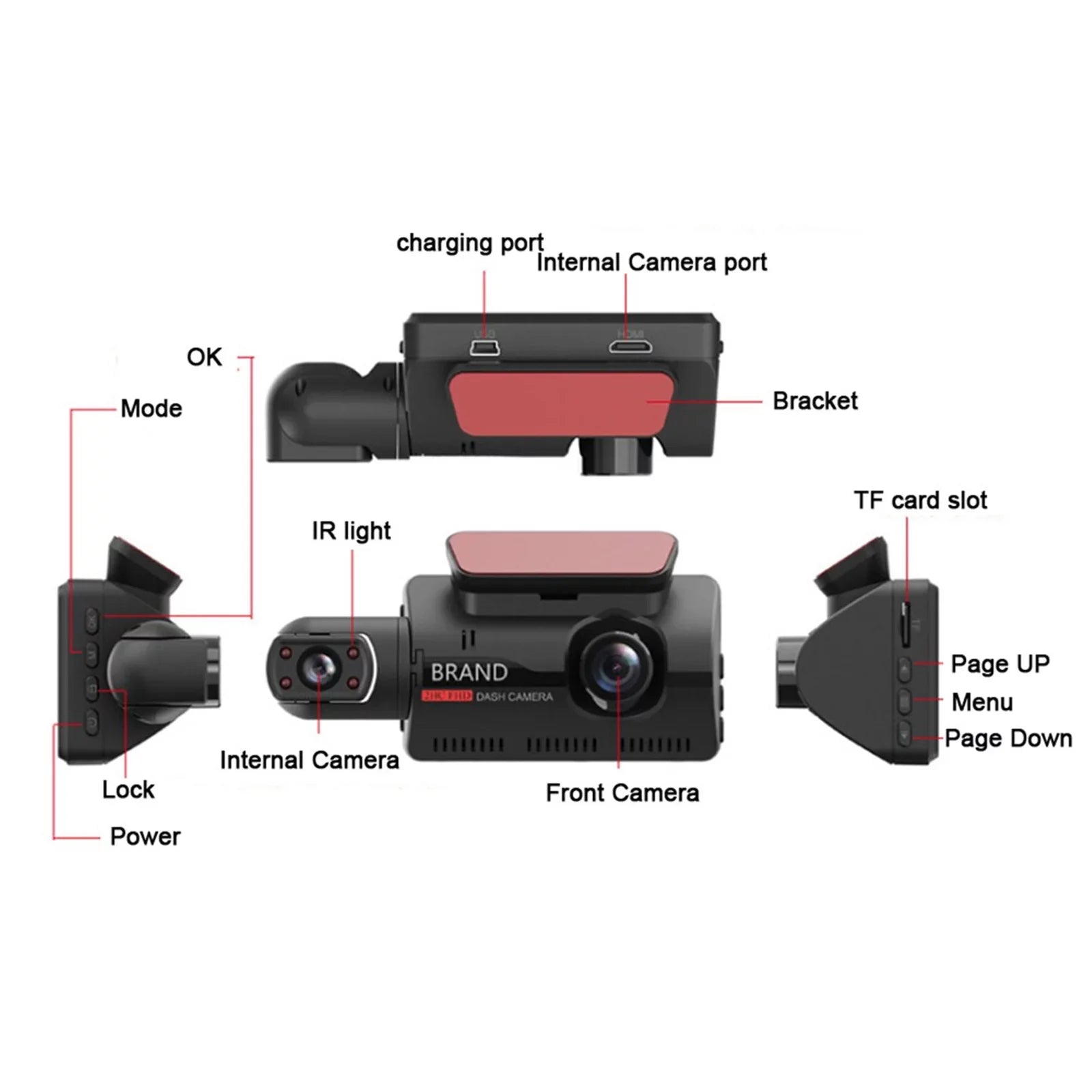 Dash Cam Front and Inside for Car, Dual Dash Cam W/32GB TF Card, HD 1080P Car Camera Dual Lens, Wide Angel DVR Car Parking Driving Recorder Night Vision Loop Recording G-Sensor - Exclusive Design