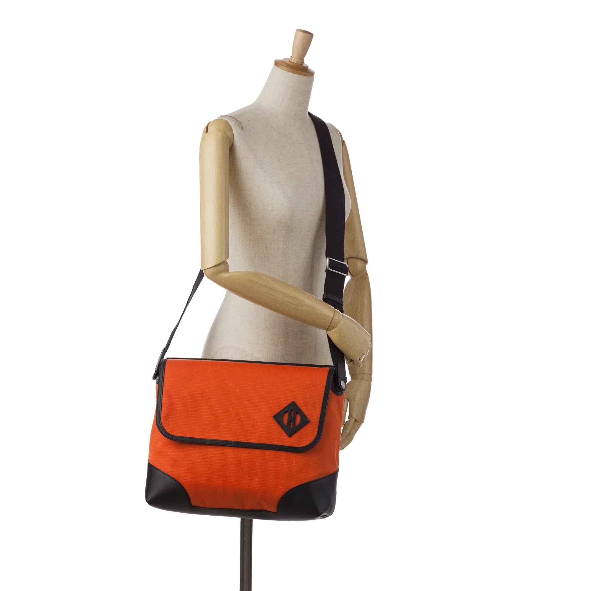 Pre-Owned Authenticated HermÃ¨s Allback Messenger Bag Canvas Fabric Orange Crossbody Bag Unisex (Good) - Exclusive Design
