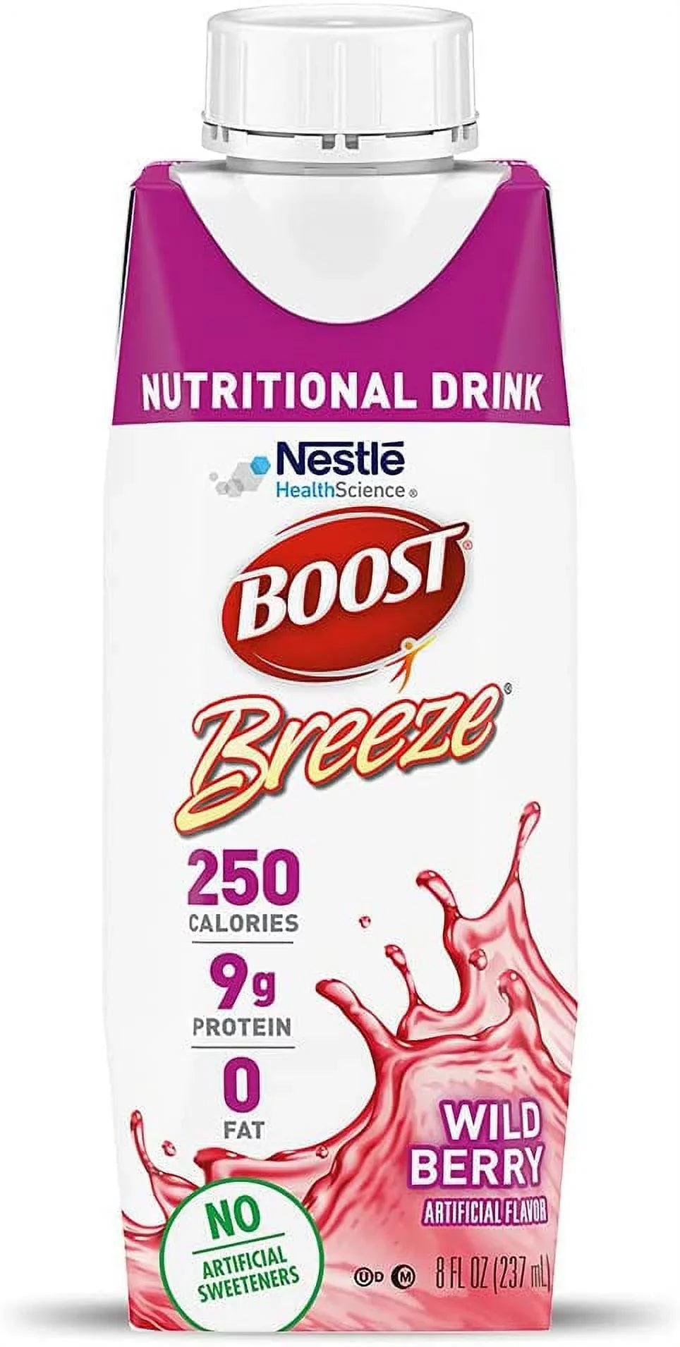 Boost Breeze Nutritional Drink Wild Berry, 8 ounce Carton, 24 Count - Exclusive Design
