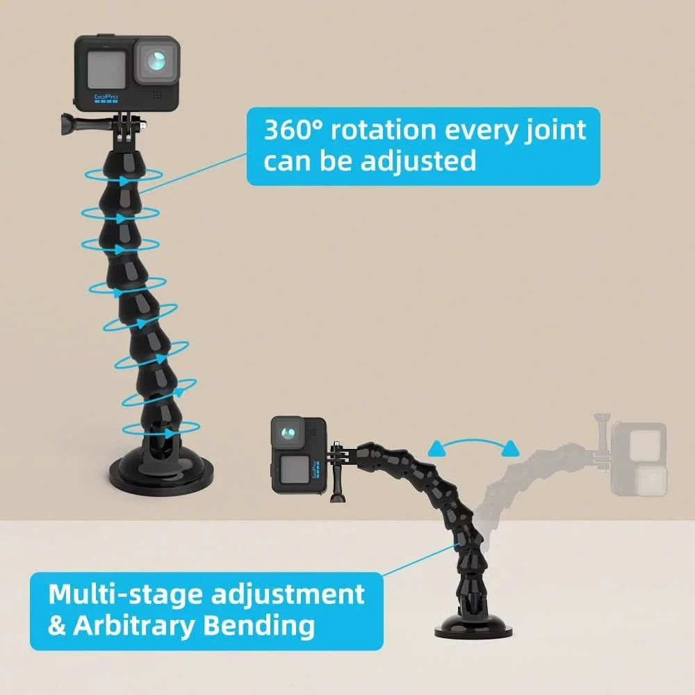 Flexible Gooseneck Suction Cup Camera Car Mount Compatible with Gopro Hero 10 Black,Hero 9/8/7/6/5 Black,DJI