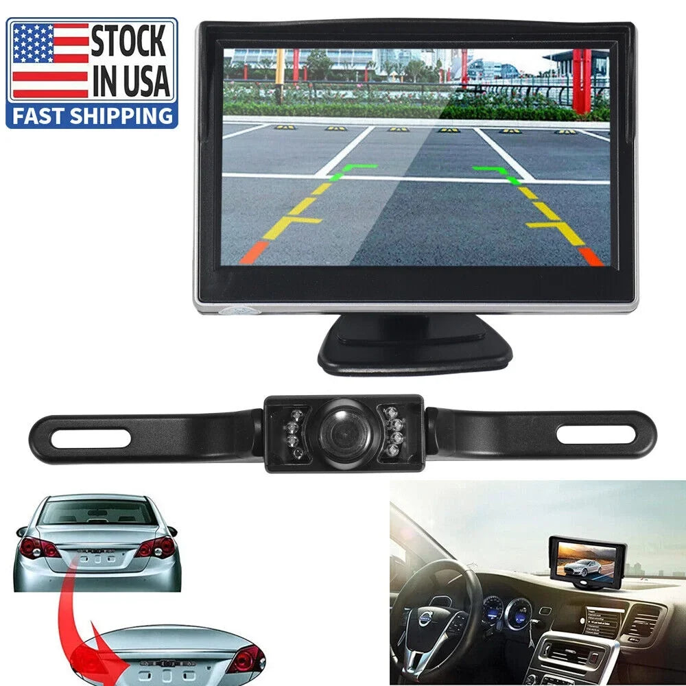 Stylish KingFurt Car Night Vision Backup Camera Kit 5" Wireless Monitor HD Rear View Waterproof