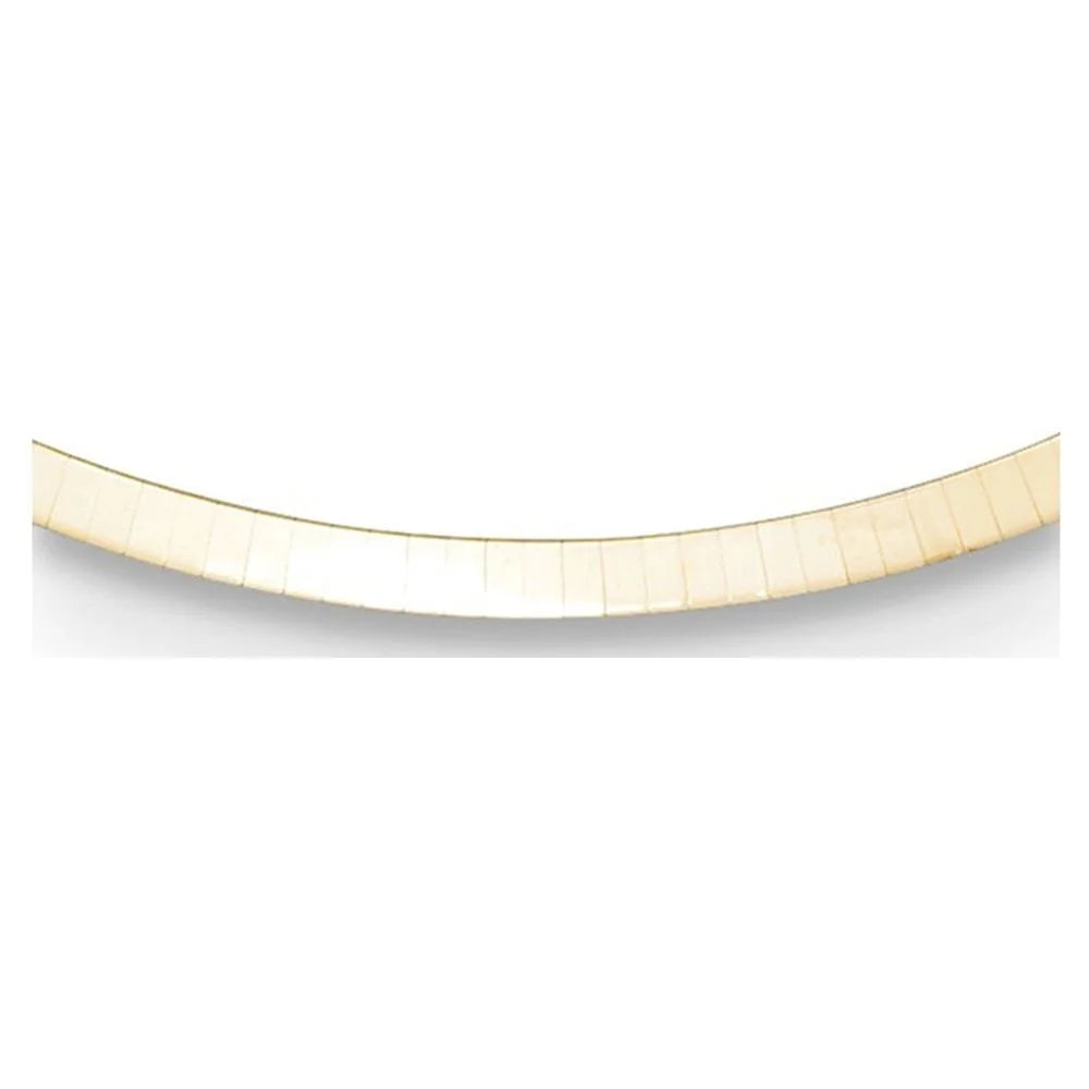 Auriga 18K Yellow Gold Polished 4 mm Solid Flat Omega Chain Necklace for Women 16"