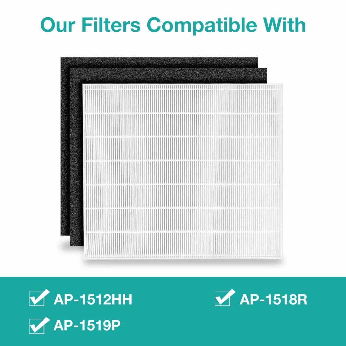 Stylish Membrane Solutions AP-1512HH Filter, Part# 3304899, Compatible with Coway Air Purifiers with Carbon Pre Filters, 2 Pack