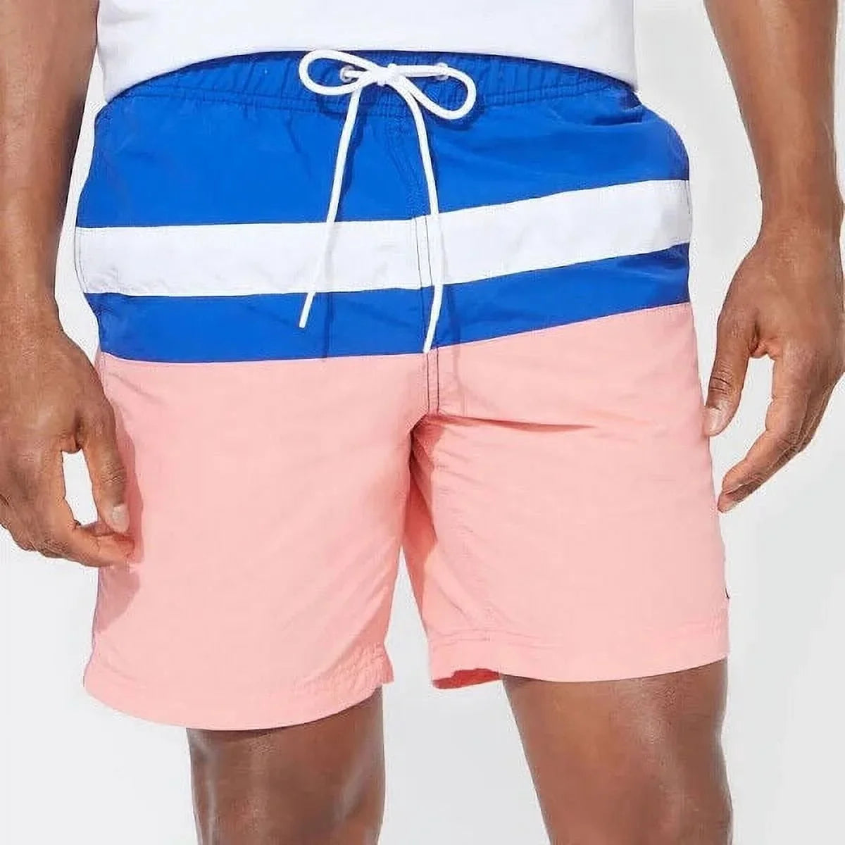 Stylish Nautica Men's Colorblocked 8" Swim Trunks T01131 in Pale Coral-Small