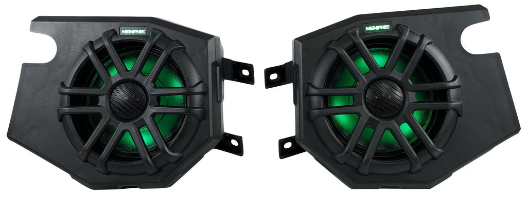 (2) Memphis Audio RZR65FE Pods+LED Tower Speakers+Amp For 2014+ Polaris RZR - Exclusive Design