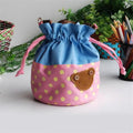 5.7 x 6.3 x 7.8 in. Bear-Pink Blancho Applique Kids Fabric Art Bucket Bag Bento Lunch Box & Shopper Bag Orange