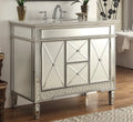 Stylish 40" Benton Collection Giselle Silver Mirrored Vintage Bathroom Sink Vanity DH-13Q332
