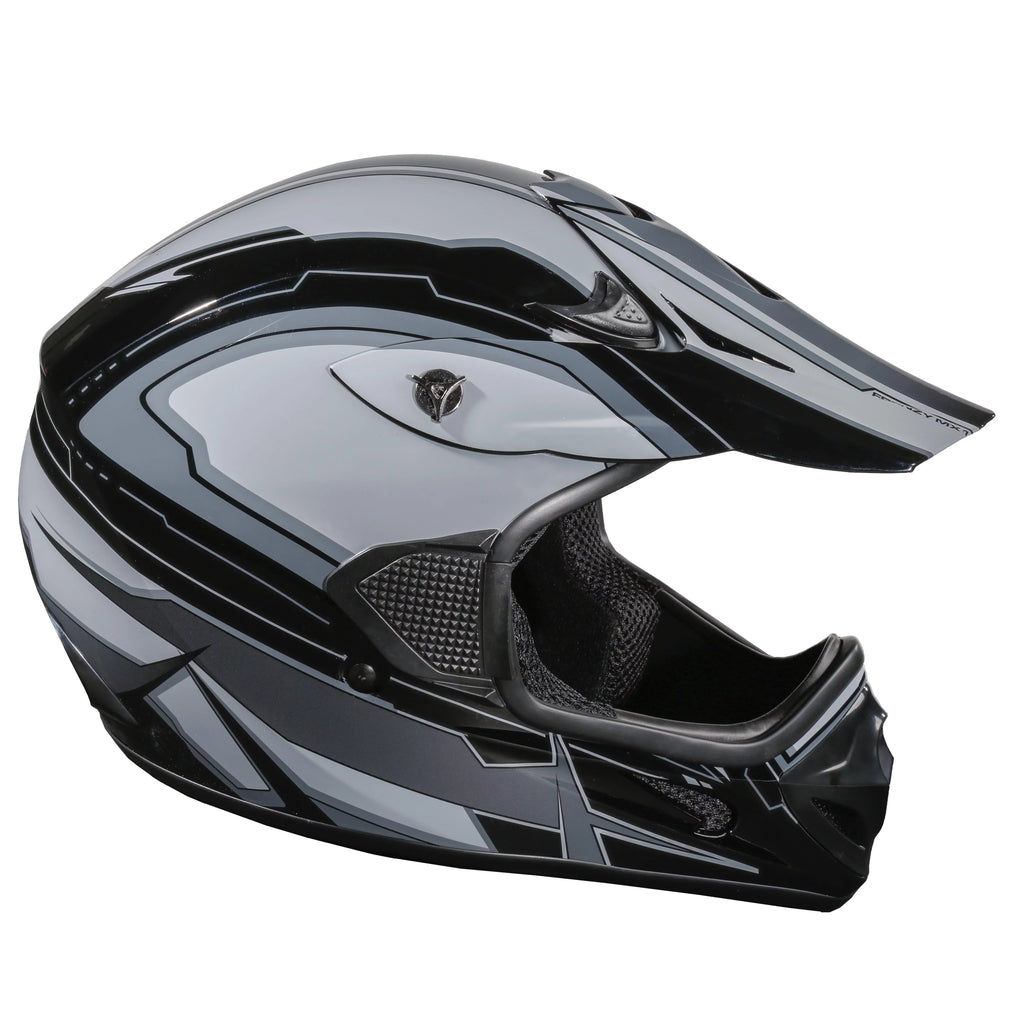 FRENZY Adult MX Helmet, DOT Approved, Black-Grey, XL - Exclusive Design