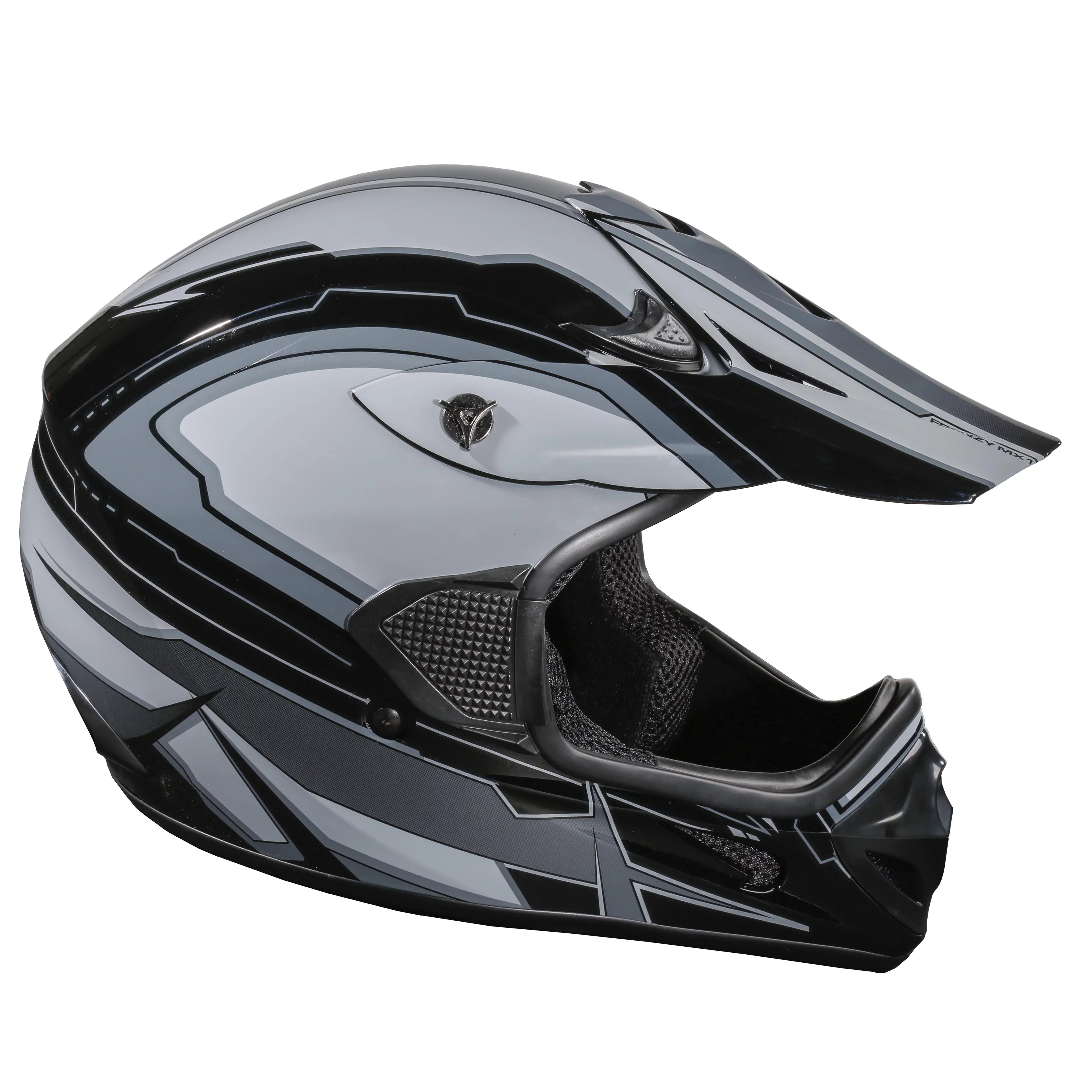 FRENZY Adult MX Helmet, DOT Approved, Black-Grey, XL - Exclusive Design