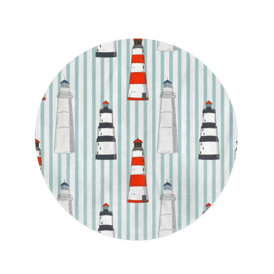 SIDONKU 60 inch Round Beach Towel Blanket Blue Abstract Pattern Different Lamphouses Stripped Red Beach Boat Travel Circle Circular Towels Mat Tapestry Beach Throw