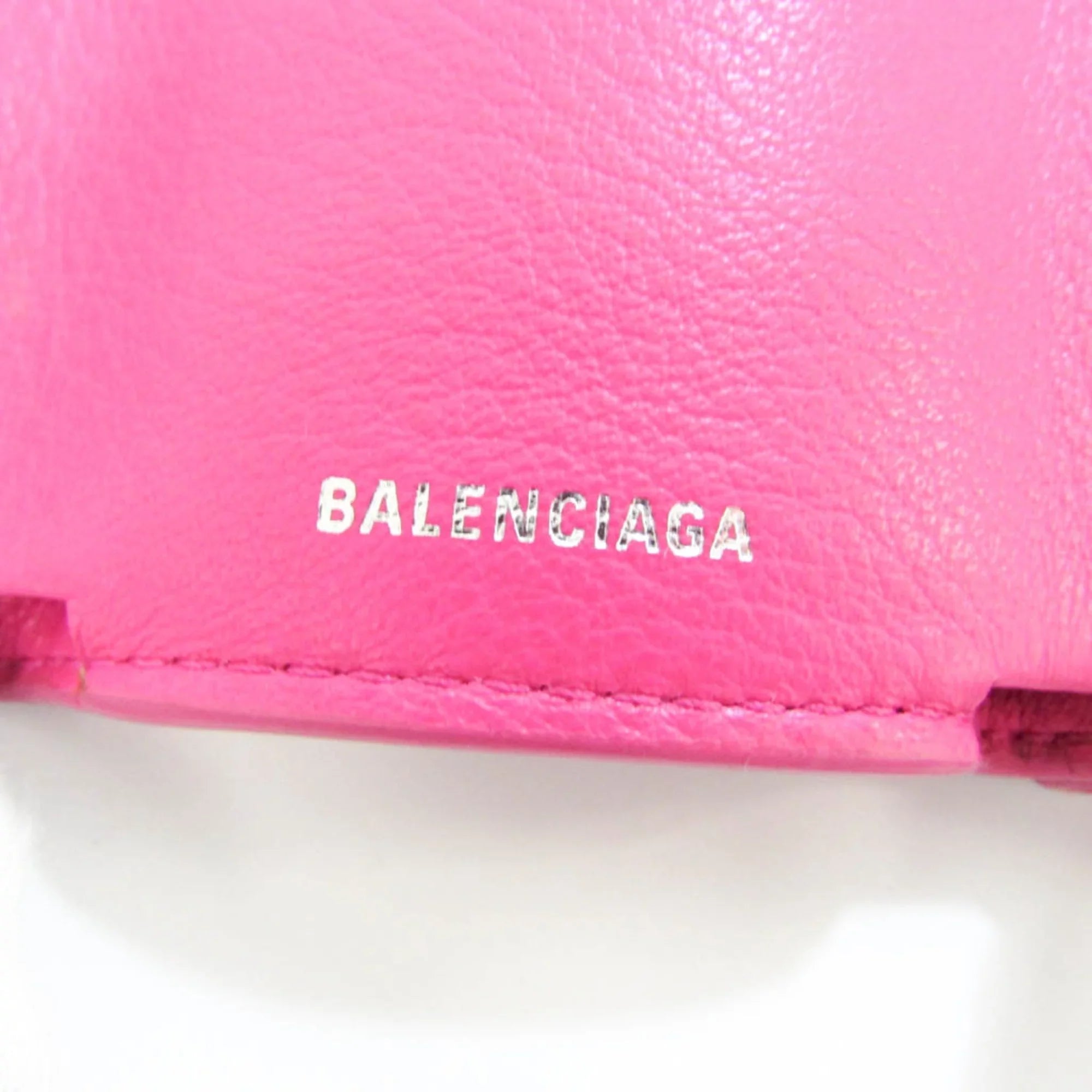 Stylish Pre-Owned Balenciaga Papier Mini Wallet 391446 Women's Leather Wallet (tri-fold) Pink (Good)