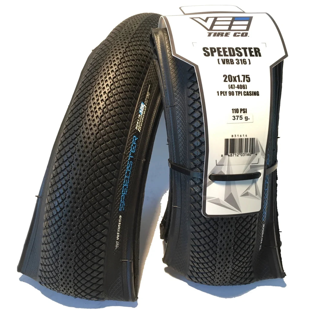 Stylish Vee Rubber BMX Speedster 20x1.75 Folding Bead Black Sidewall Bike Tire 47-406