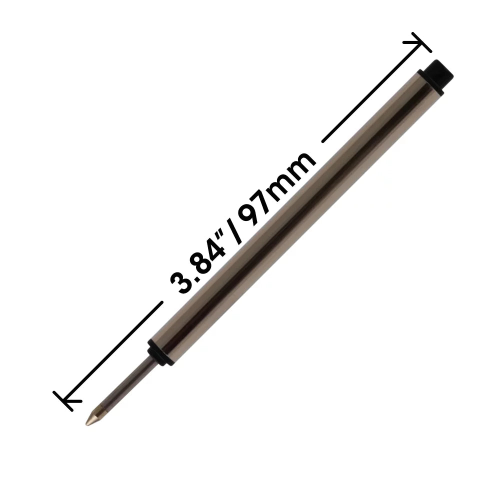 Stylish Jaymo Replacement for Montblanc 113778 - Measures 3.84 in / 97 mm Long - Capless Rollerball Pen Refill - 24 Blue