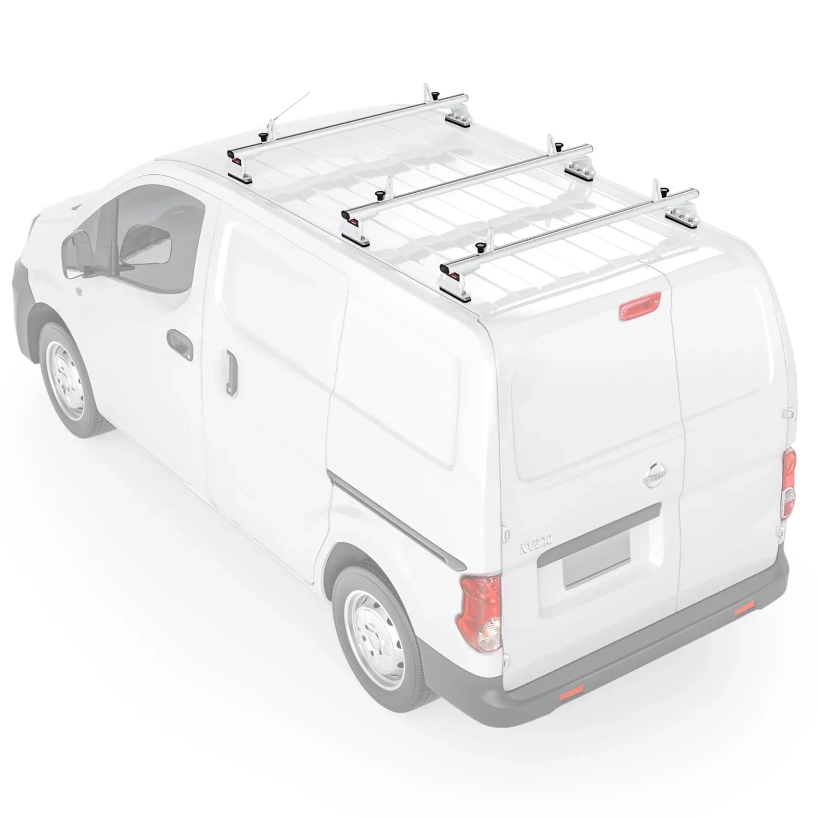Stylish AA-Racks Model AX312 Aluminum Van Roof Rack Cross Bars Fits for 2013-On NV200/ 2014-On Transit Connect/ 2013-2017 City Express, 3 Bar 50'' - White